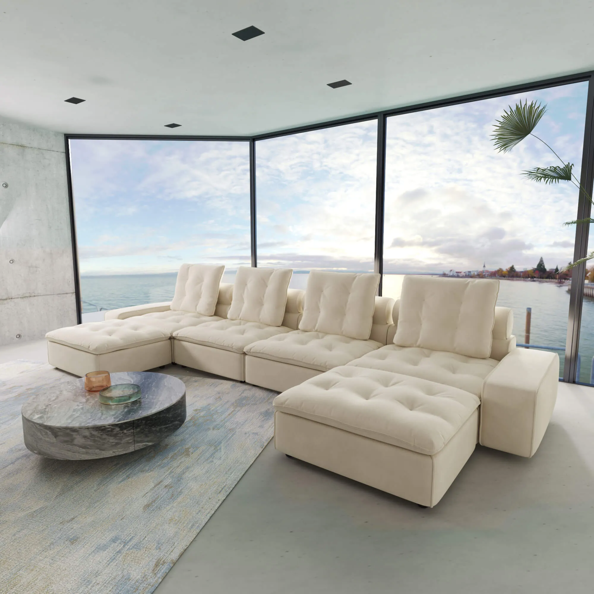 Sky Cloud Deluxe Adjustable Sectional Sofa Adjustable Comfort Velvet U Shaped Sectionals 6 Seaters Atunus 8