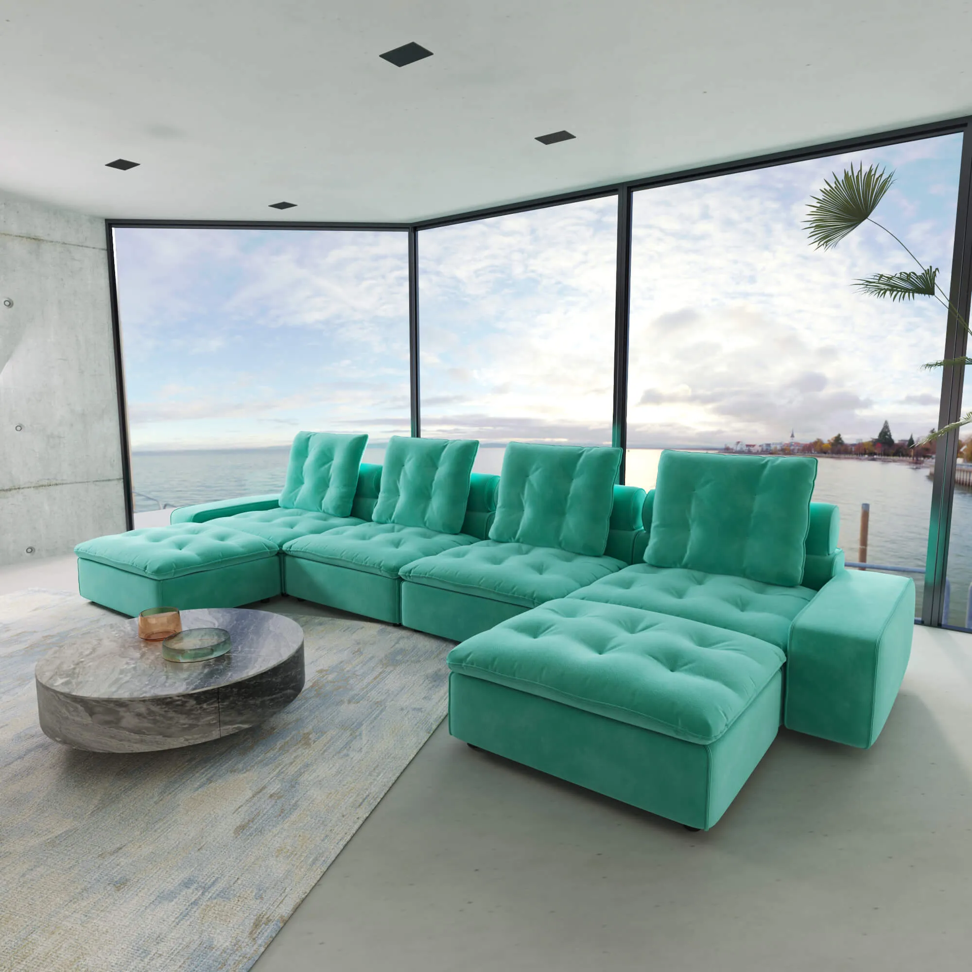 Sky Cloud Deluxe Adjustable Sectional Sofa Adjustable Comfort Velvet U Shaped Sectionals 6 Seaters Atunus 9