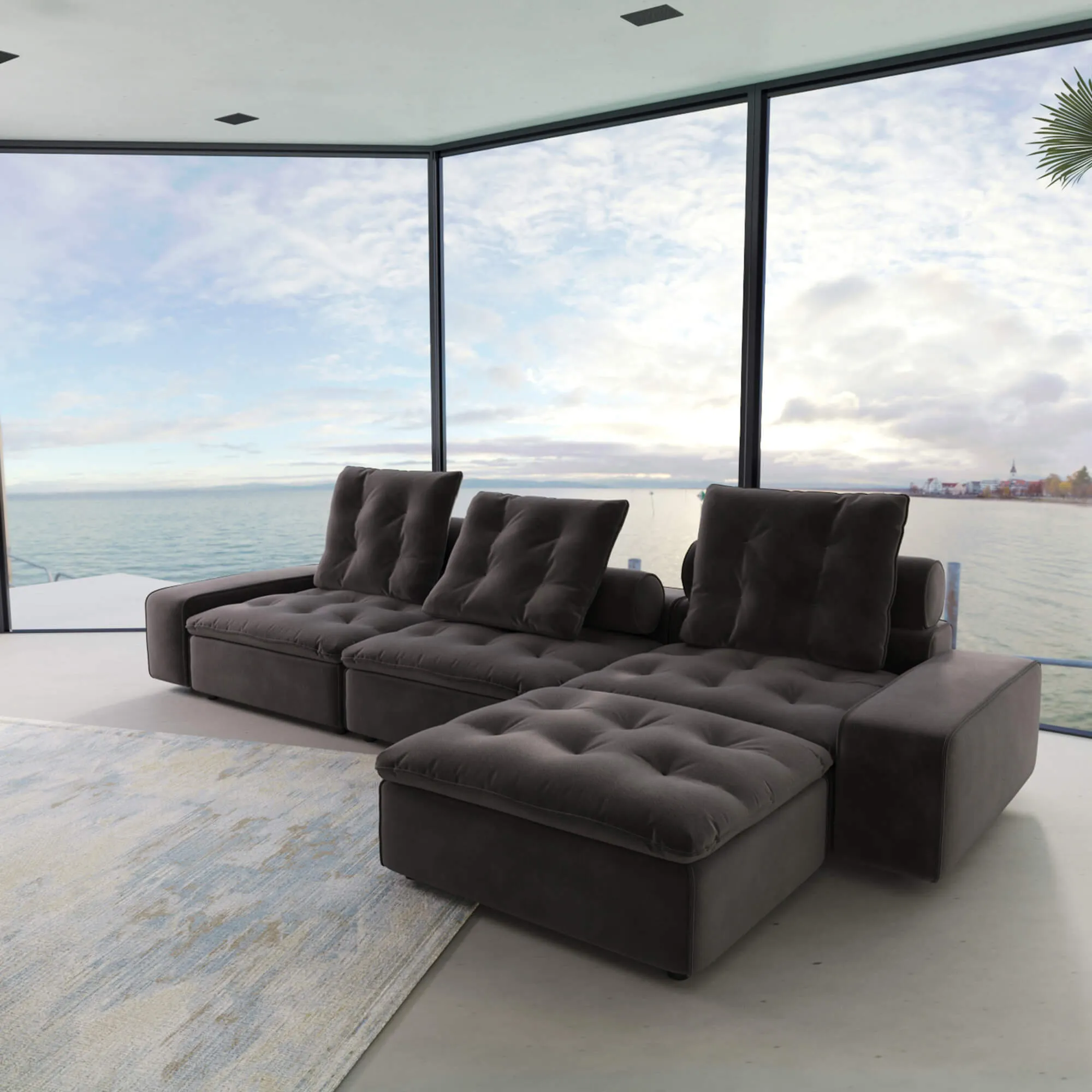 Sky Cloud Deluxe Adjustable Sectional Sofa Adjustable Cozy Velvet L Shaped Sectionals 4 Seaters Atunus 10