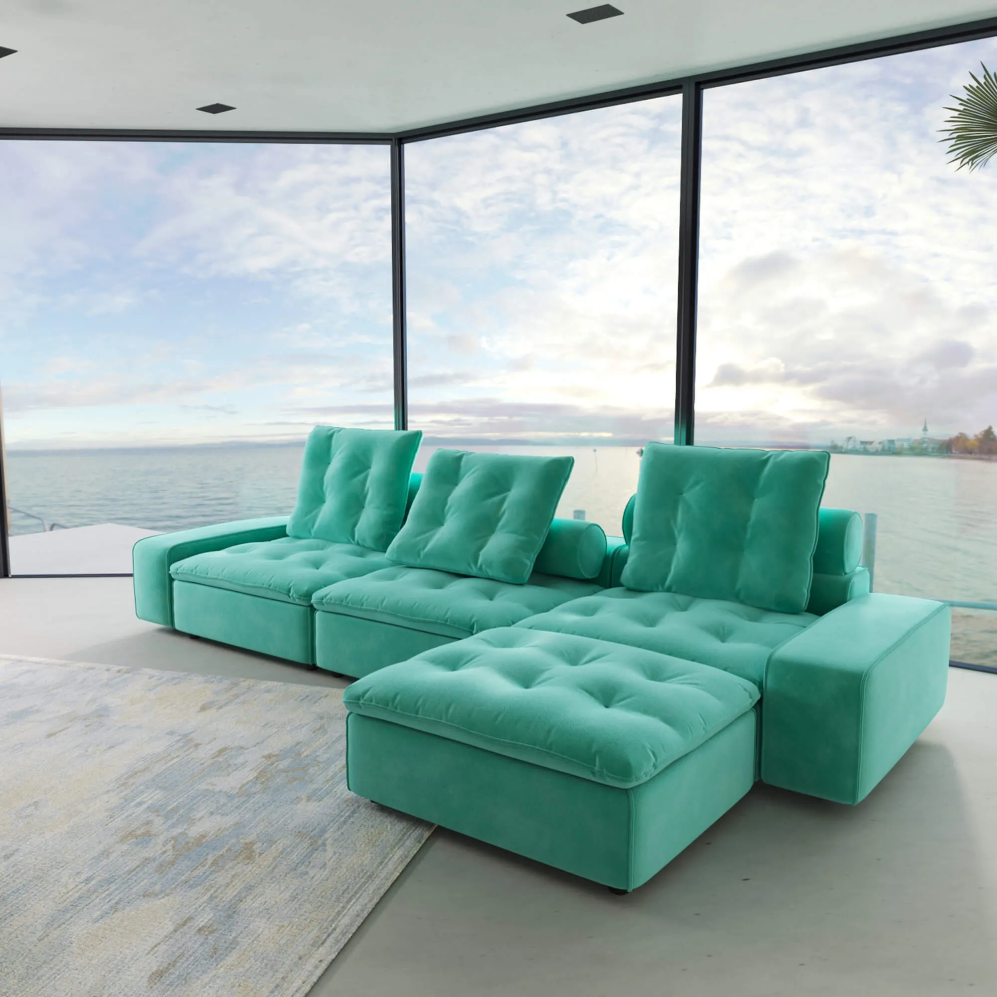 Sky Cloud Deluxe Adjustable Sectional Sofa Adjustable Cozy Velvet L Shaped Sectionals 4 Seaters Atunus 6