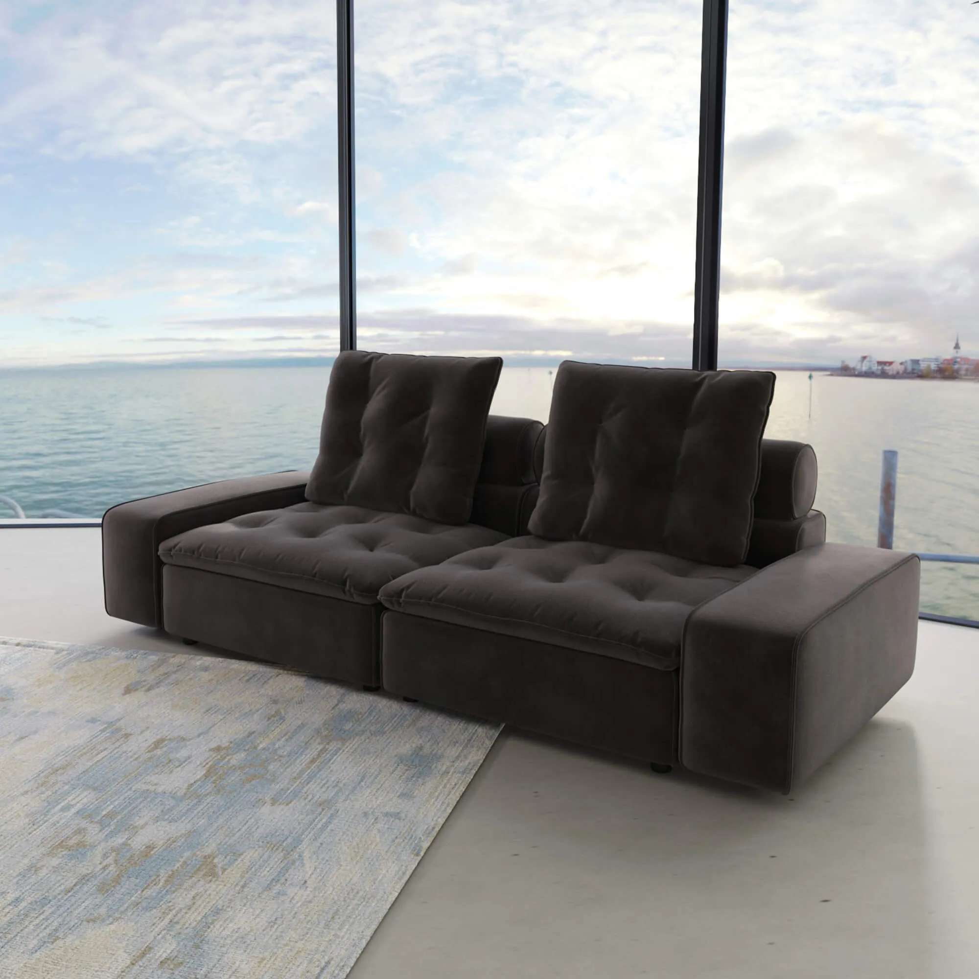 Sky Cloud Deluxe Adjustable Sectional Sofa Comfort Adjustable 102 Inch Velvet Loveseats 2 Seaters Atunus 10