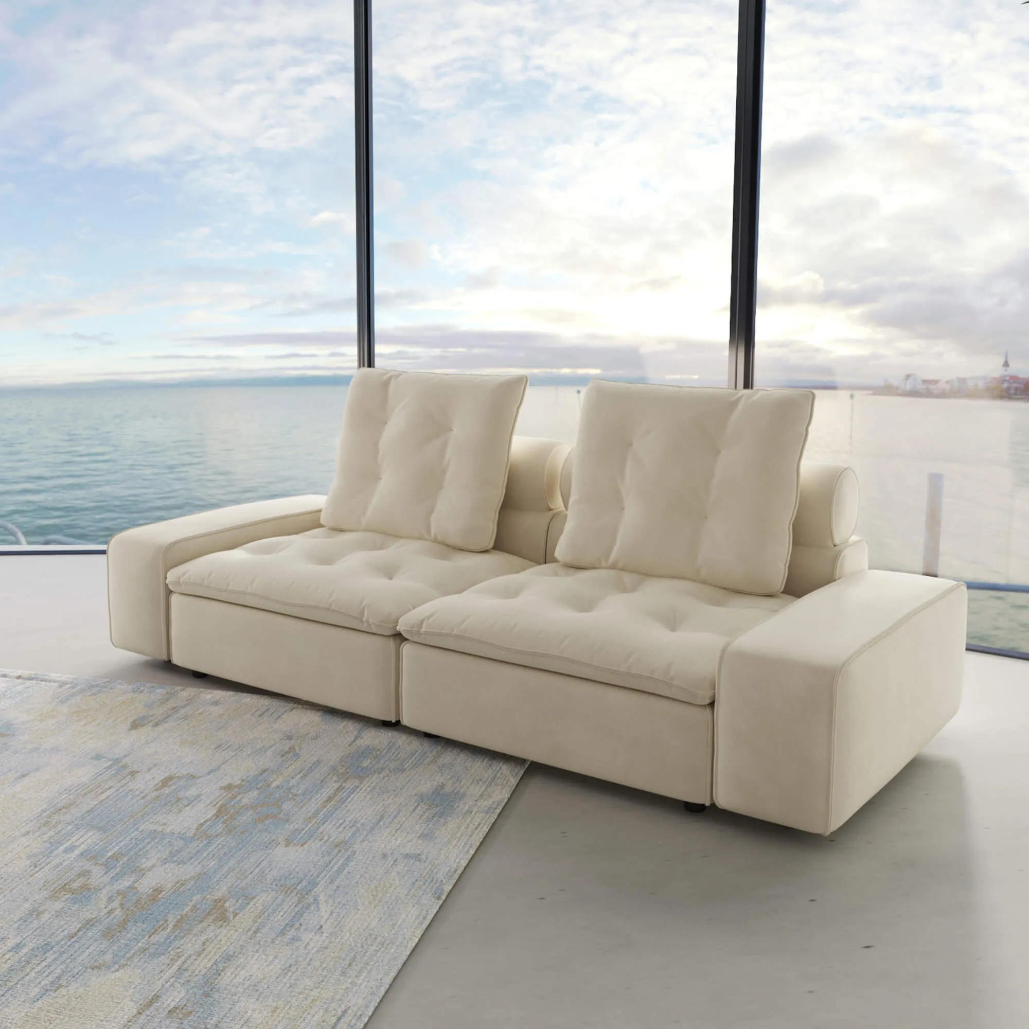 Sky Cloud Deluxe Adjustable Sectional Sofa Comfort Adjustable 102 Inch Velvet Loveseats 2 Seaters Atunus 5
