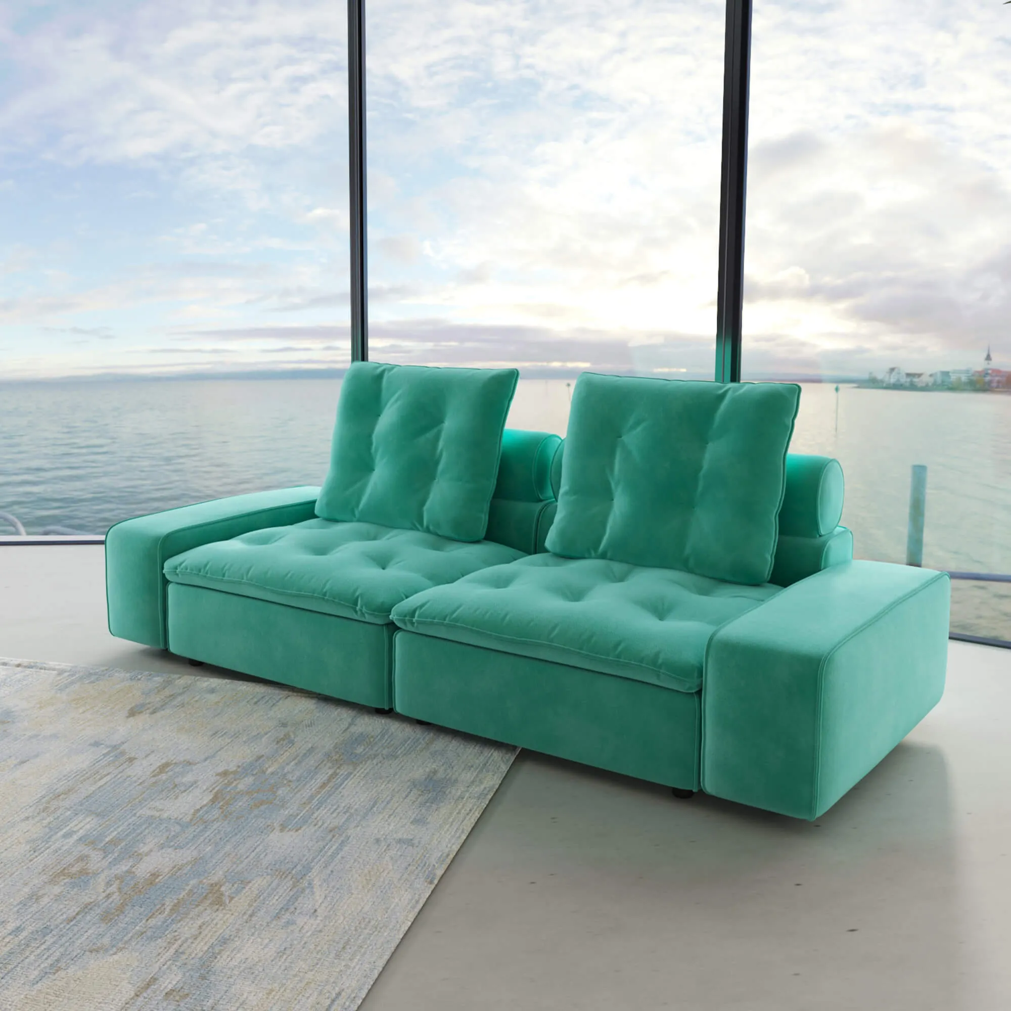 Sky Cloud Deluxe Adjustable Sectional Sofa Comfort Adjustable 102 Inch Velvet Loveseats 2 Seaters Atunus 8