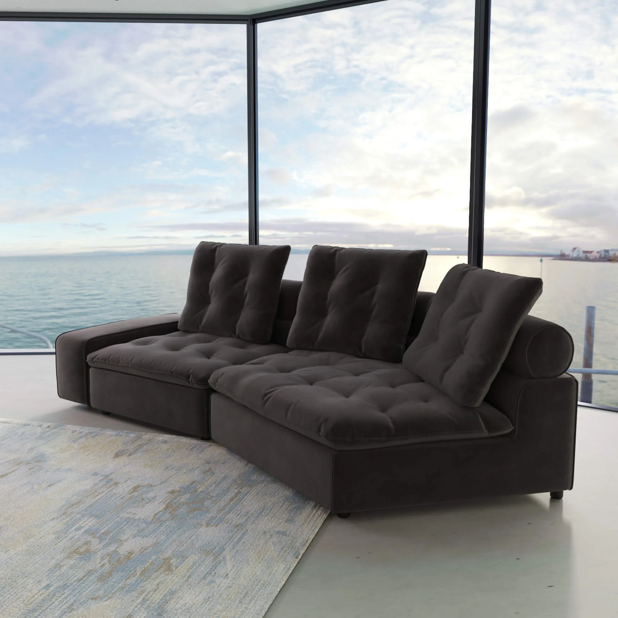 Sky Cloud Deluxe Adjustable Sectional Sofa Comfort Relaxation 125 Inch Velvet Corner Sectionals 2 Seaters Atunus 10
