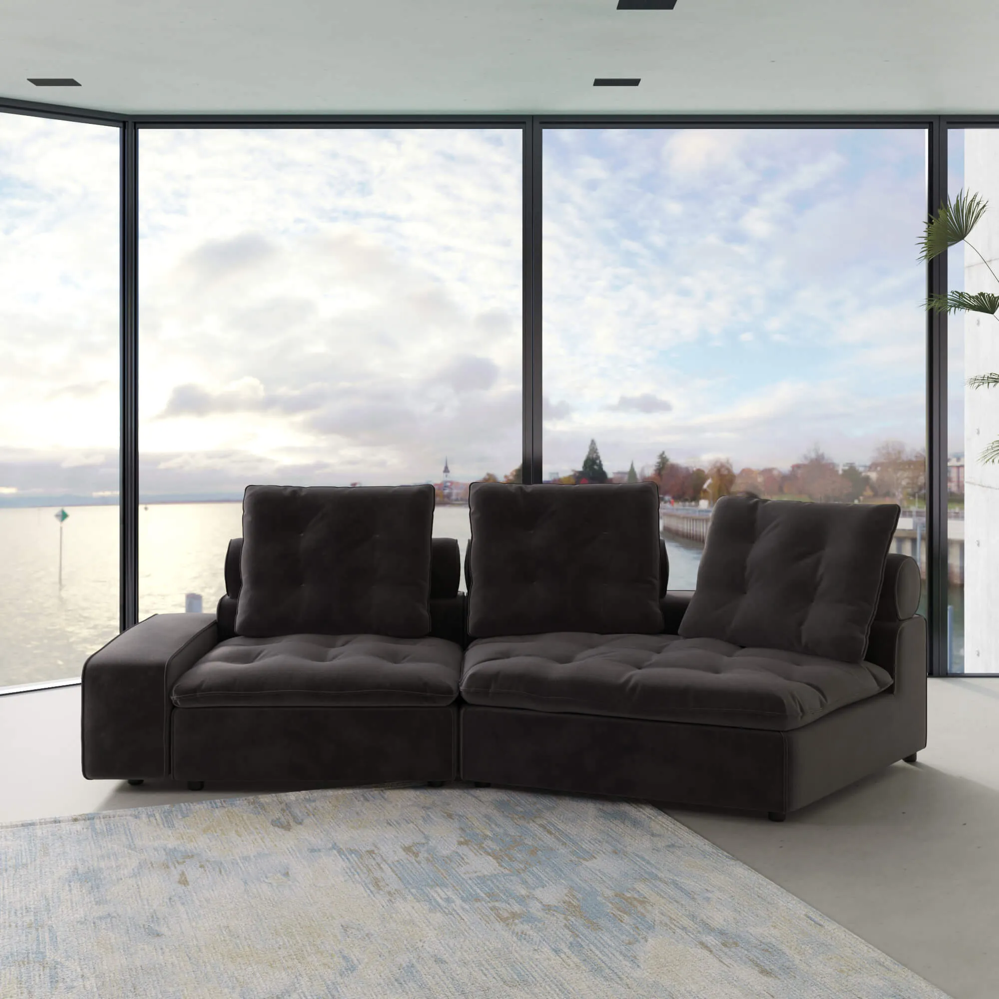 Sky Cloud Deluxe Adjustable Sectional Sofa Comfort Relaxation 125 Inch Velvet Corner Sectionals 2 Seaters Atunus 2
