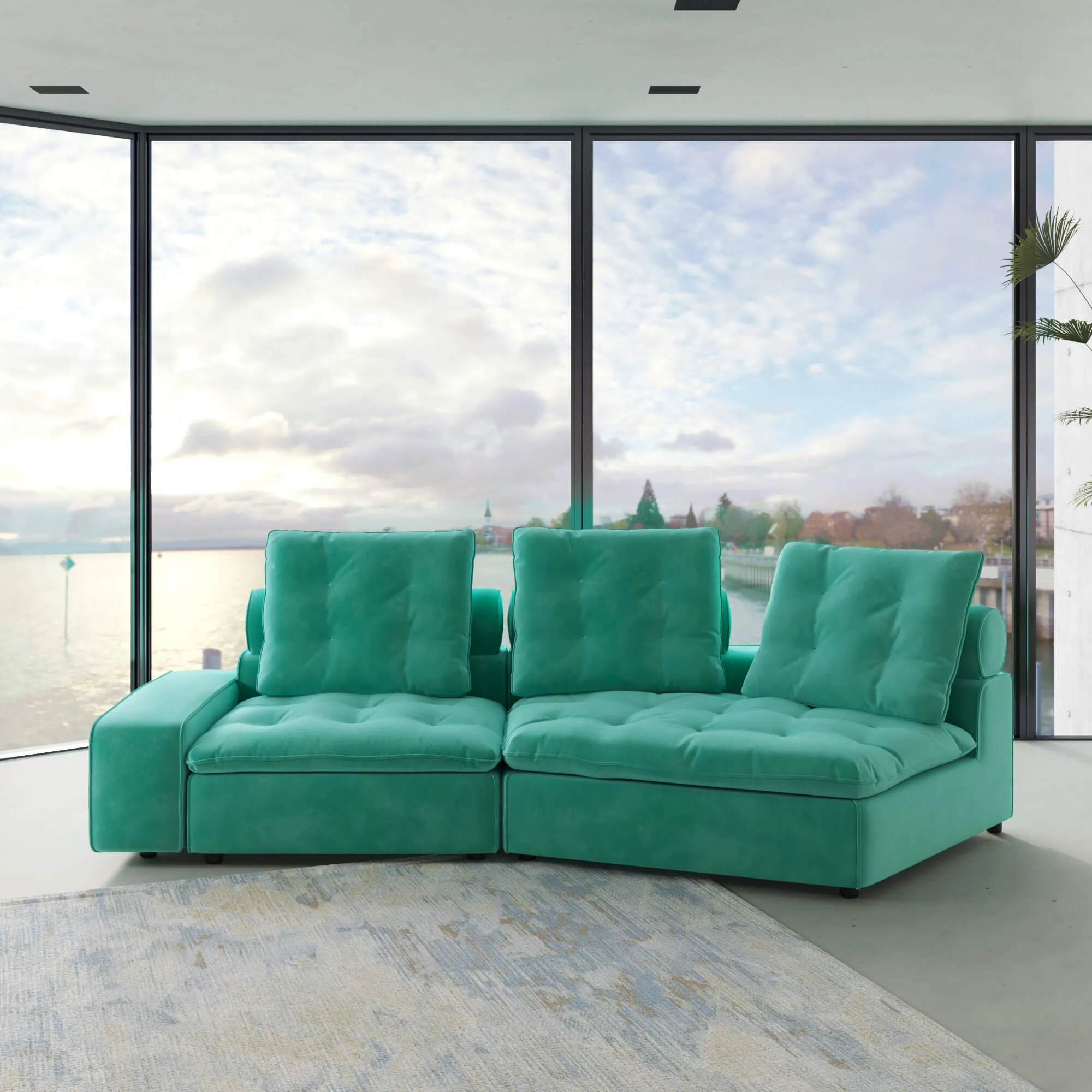 Sky Cloud Deluxe Adjustable Sectional Sofa Comfort Relaxation 125 Inch Velvet Corner Sectionals 2 Seaters Atunus 3