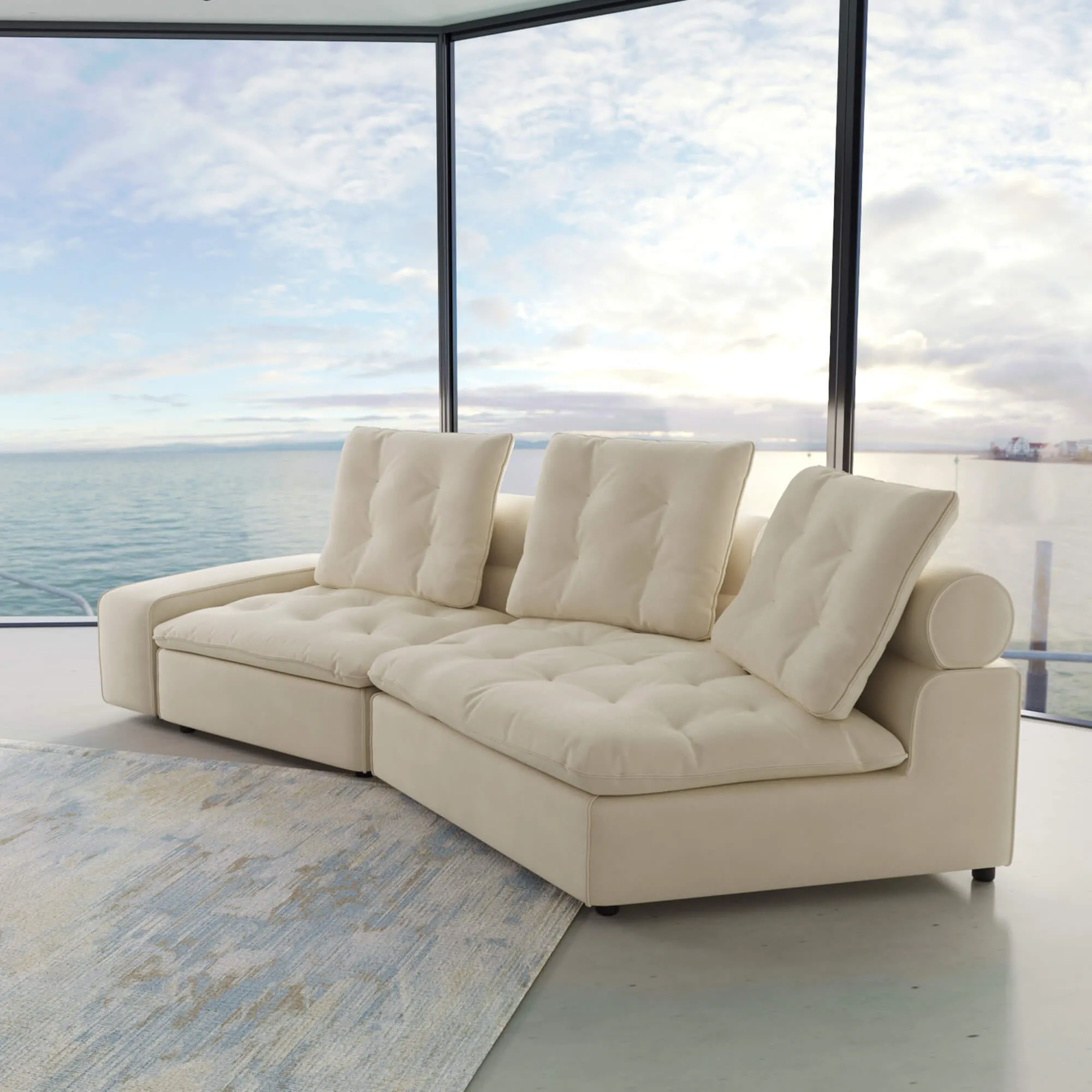 Sky Cloud Deluxe Adjustable Sectional Sofa Comfort Relaxation 125 Inch Velvet Corner Sectionals 2 Seaters Atunus 6