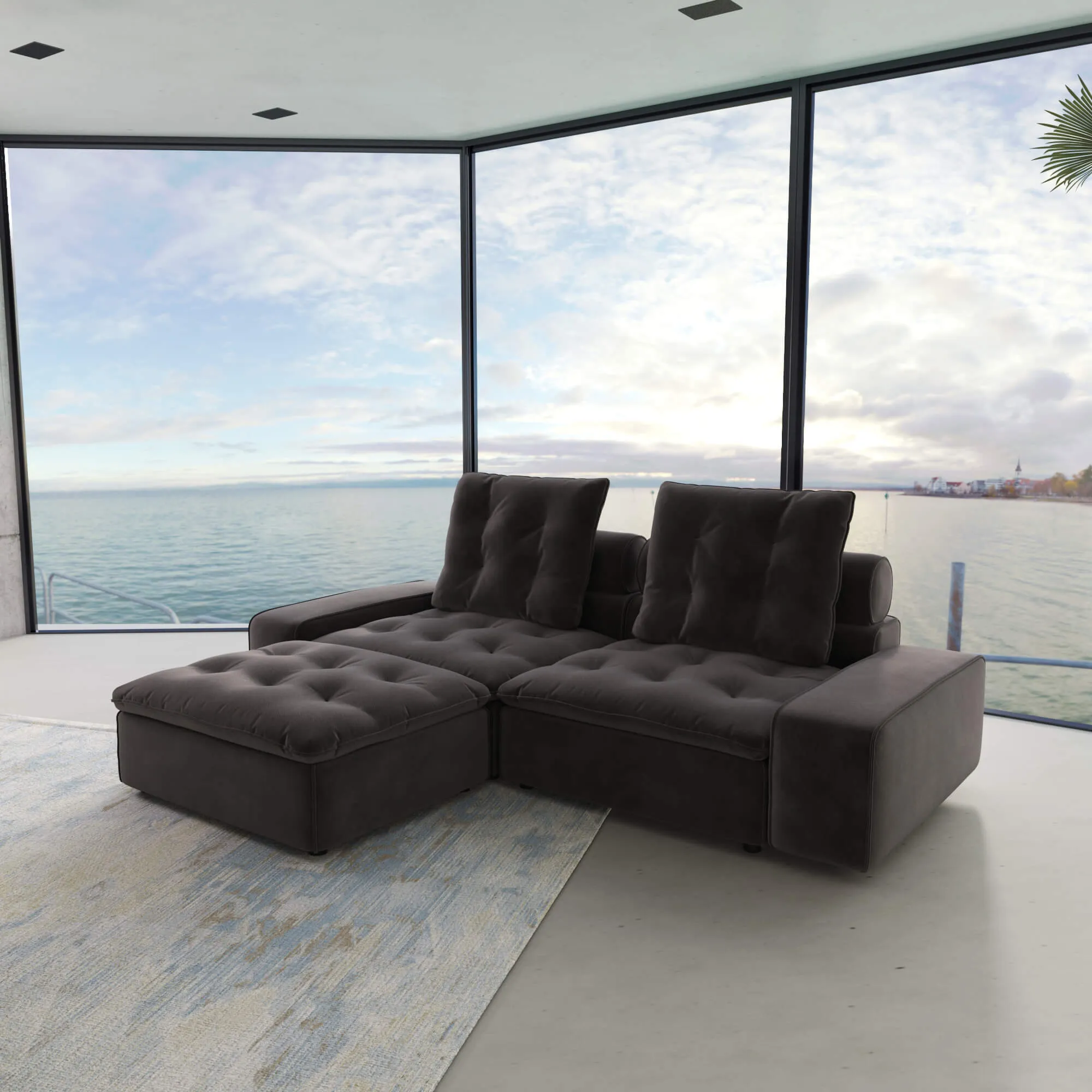 Sky Cloud Deluxe Adjustable Sectional Sofa Comfort Versatility 102 Inch Velvet Chaise Sectionals 3 Seaters Atunus 10
