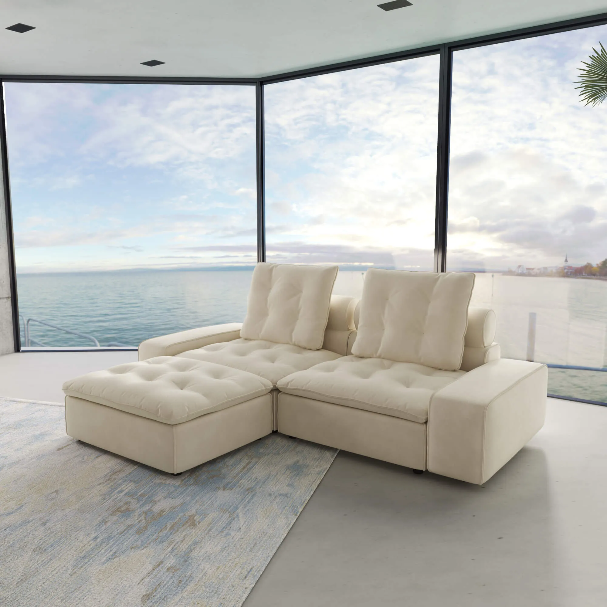 Sky Cloud Deluxe Adjustable Sectional Sofa Comfort Versatility 102 Inch Velvet Chaise Sectionals 3 Seaters Atunus 6