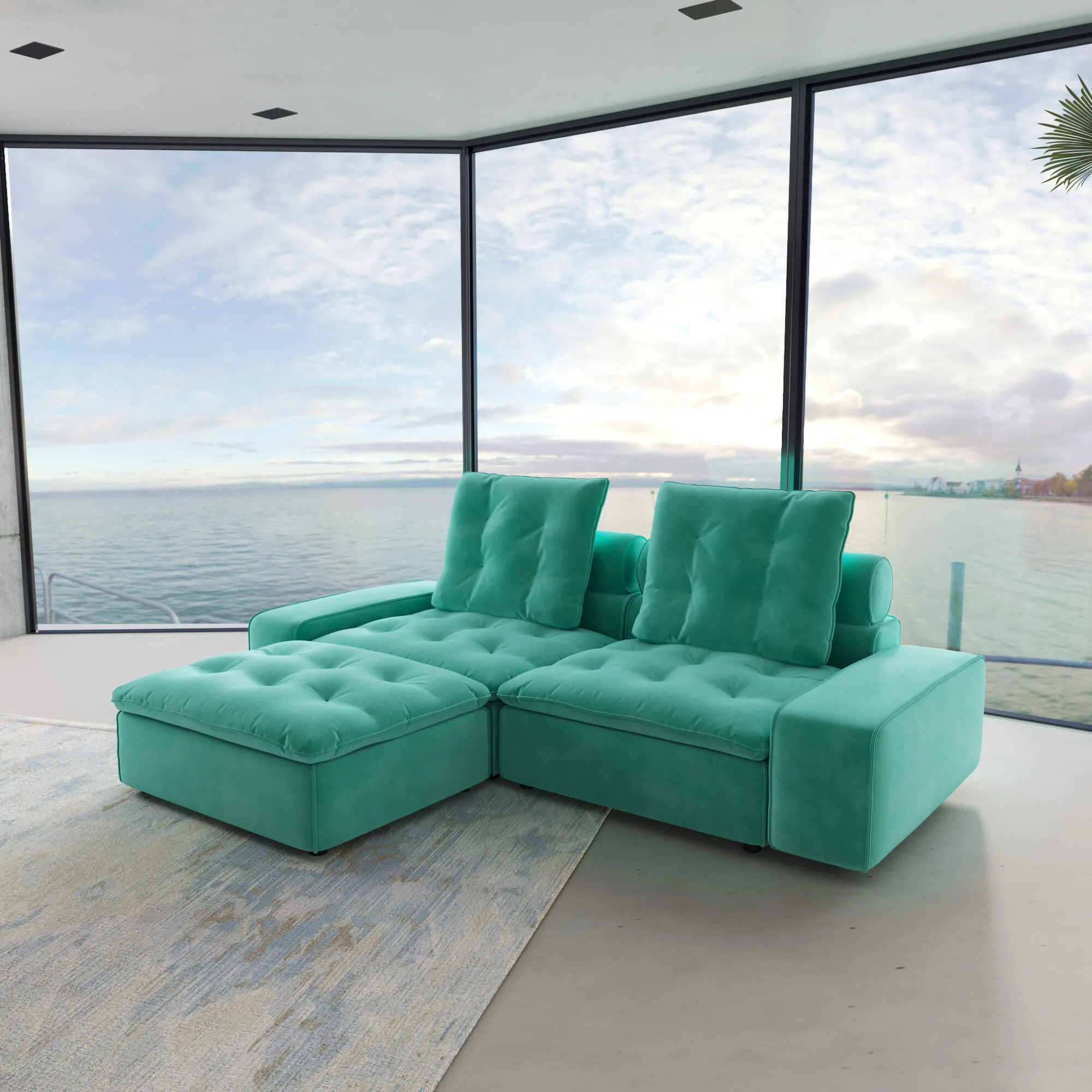 Sky Cloud Deluxe Adjustable Sectional Sofa Comfort Versatility 102 Inch Velvet Chaise Sectionals 3 Seaters Atunus 8
