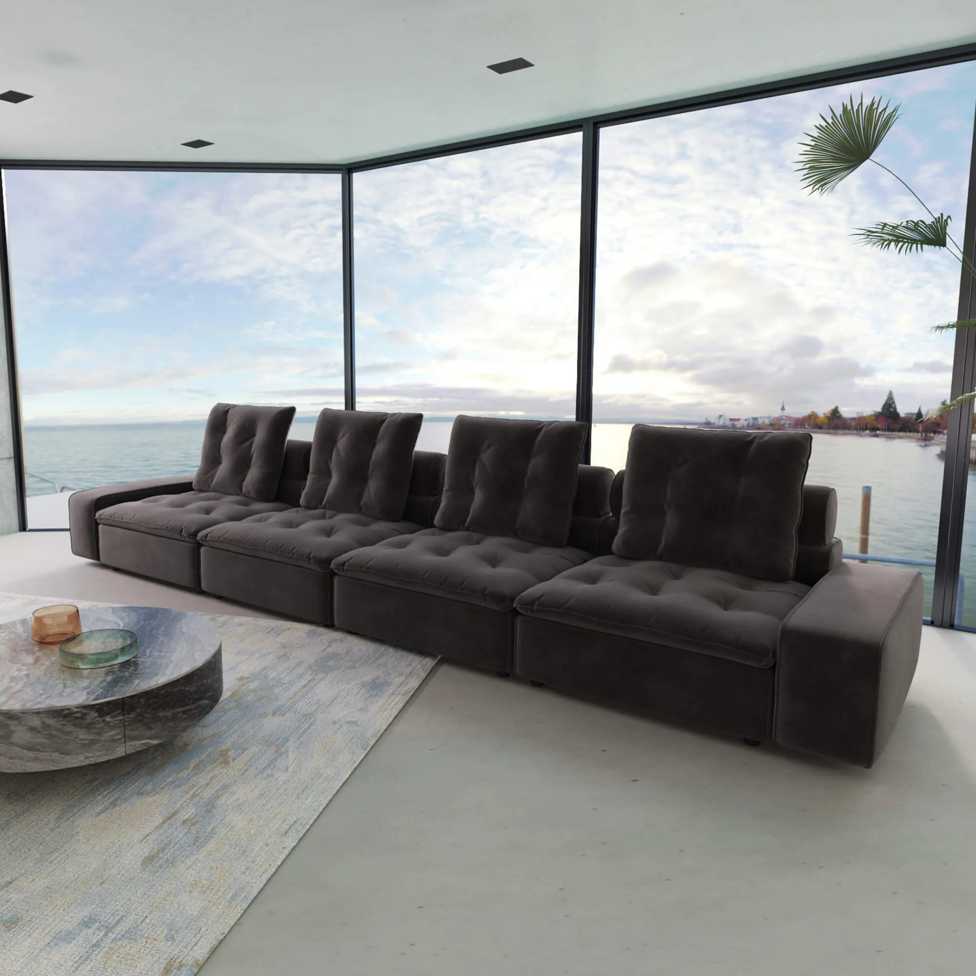 Sky Cloud Deluxe Adjustable Sectional Sofa Comfortable Relaxation Velvet Sleepers 4 Seaters Atunus 10