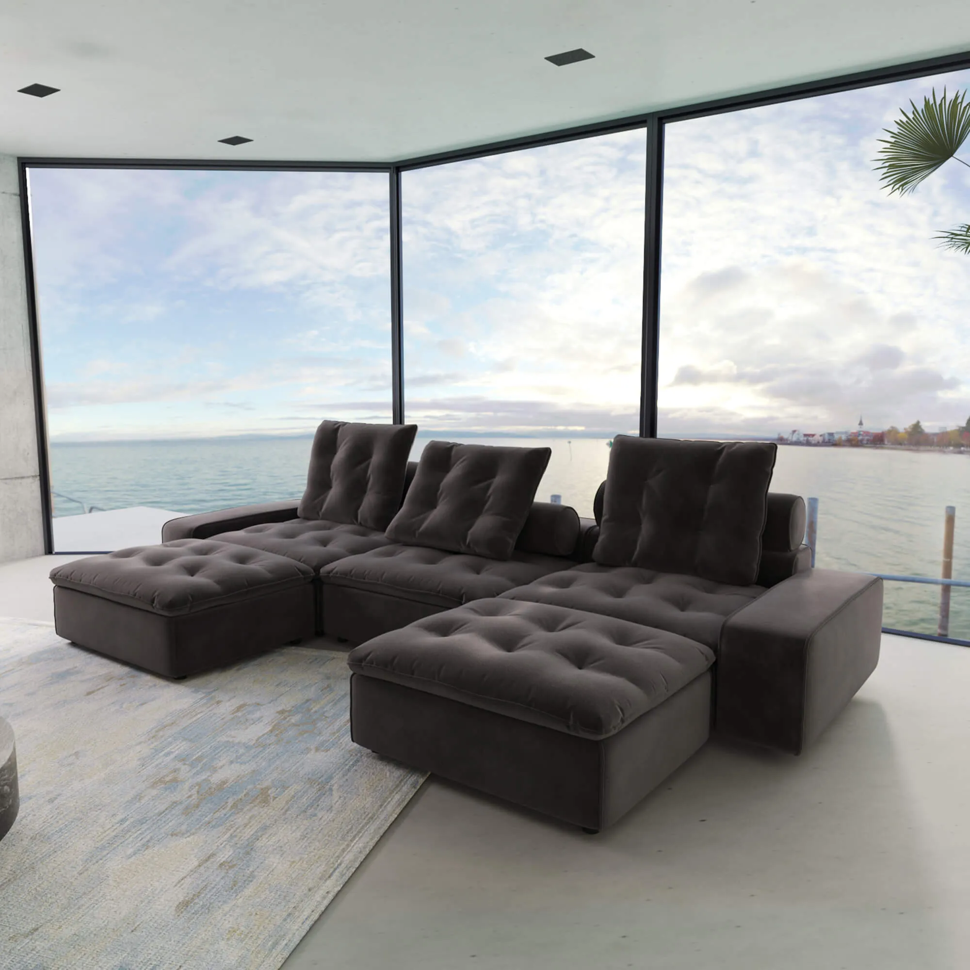 Sky Cloud Deluxe Adjustable Sectional Sofa Pet Friendly Adjustable Velvet U Shaped Sectionals 5 Seaters Atunus 10