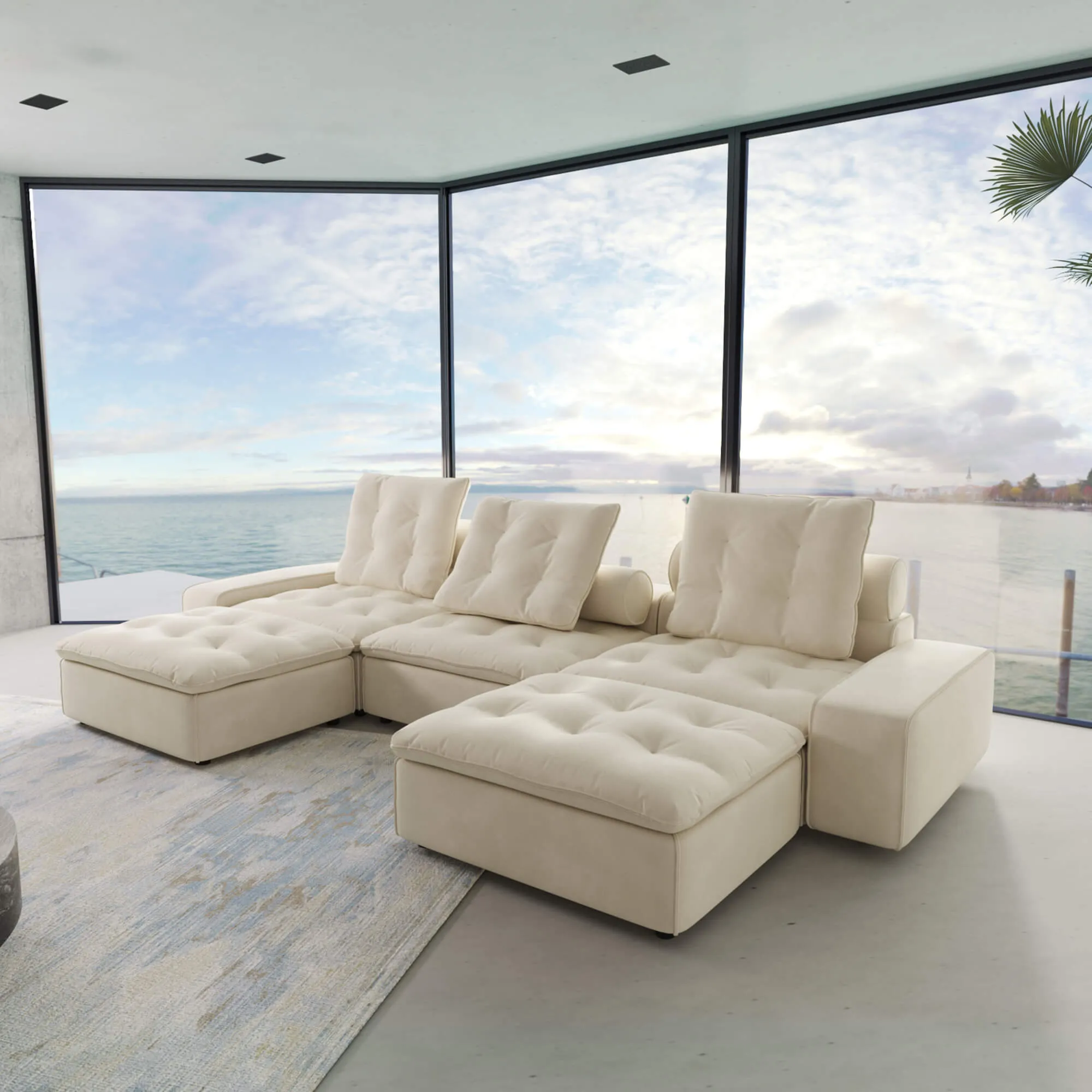 Sky Cloud Deluxe Adjustable Sectional Sofa Pet Friendly Adjustable Velvet U Shaped Sectionals 5 Seaters Atunus 8