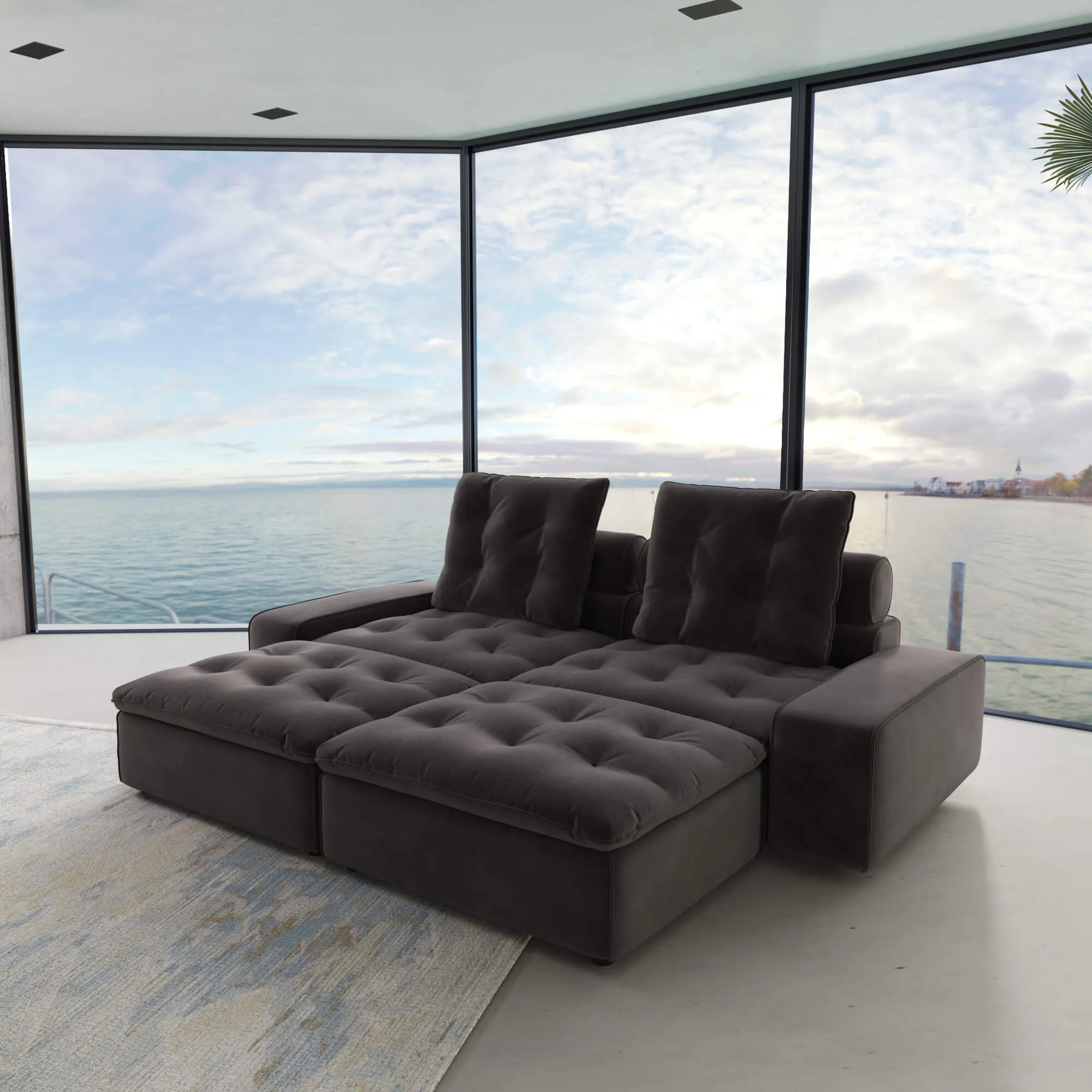 Sky Cloud Deluxe Adjustable Sectional Sofa Pet Friendly Family Lounging Velvet Chaise Sectionals 2 Seaters Atunus 2