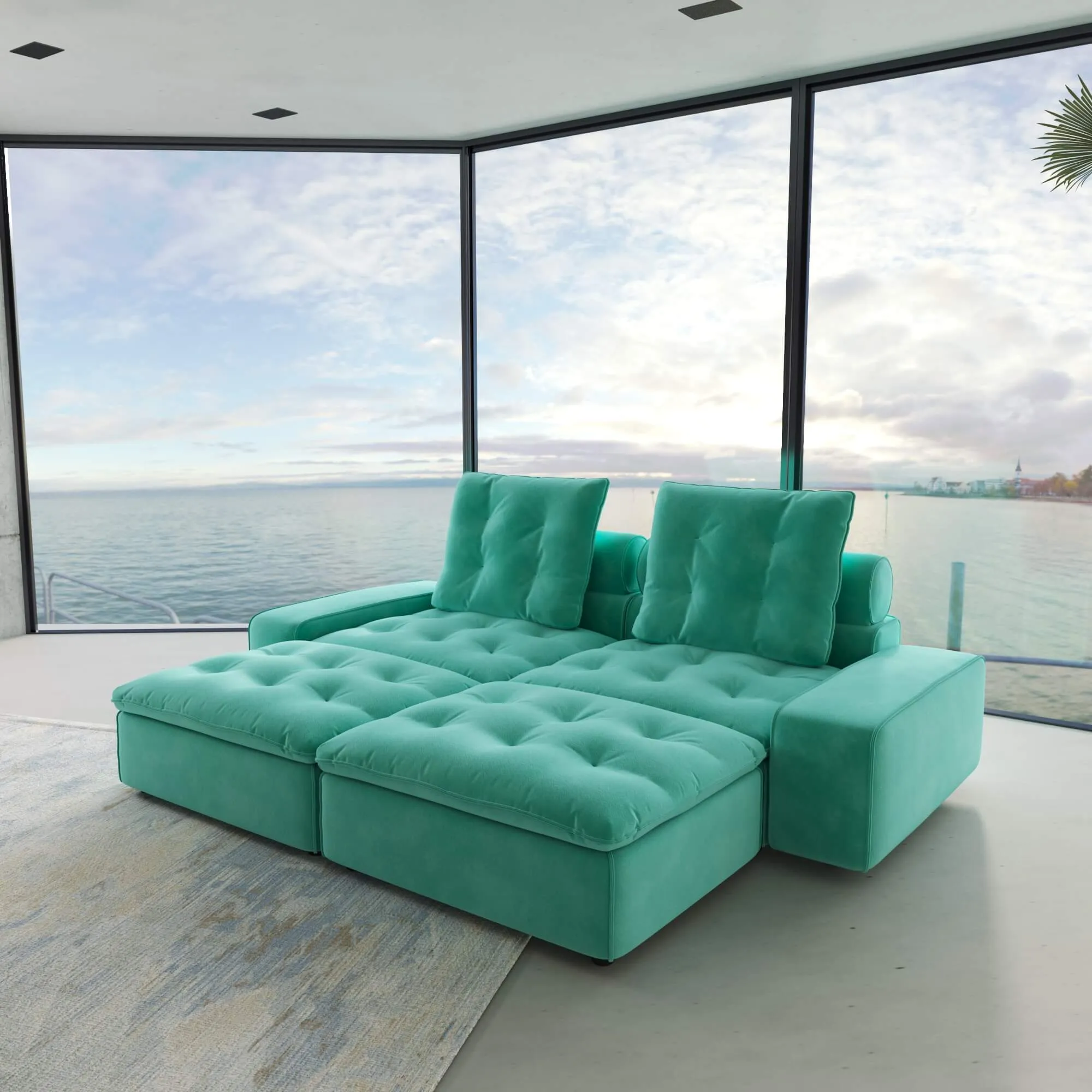 Sky Cloud Deluxe Adjustable Sectional Sofa Pet Friendly Family Lounging Velvet Chaise Sectionals 2 Seaters Atunus 3