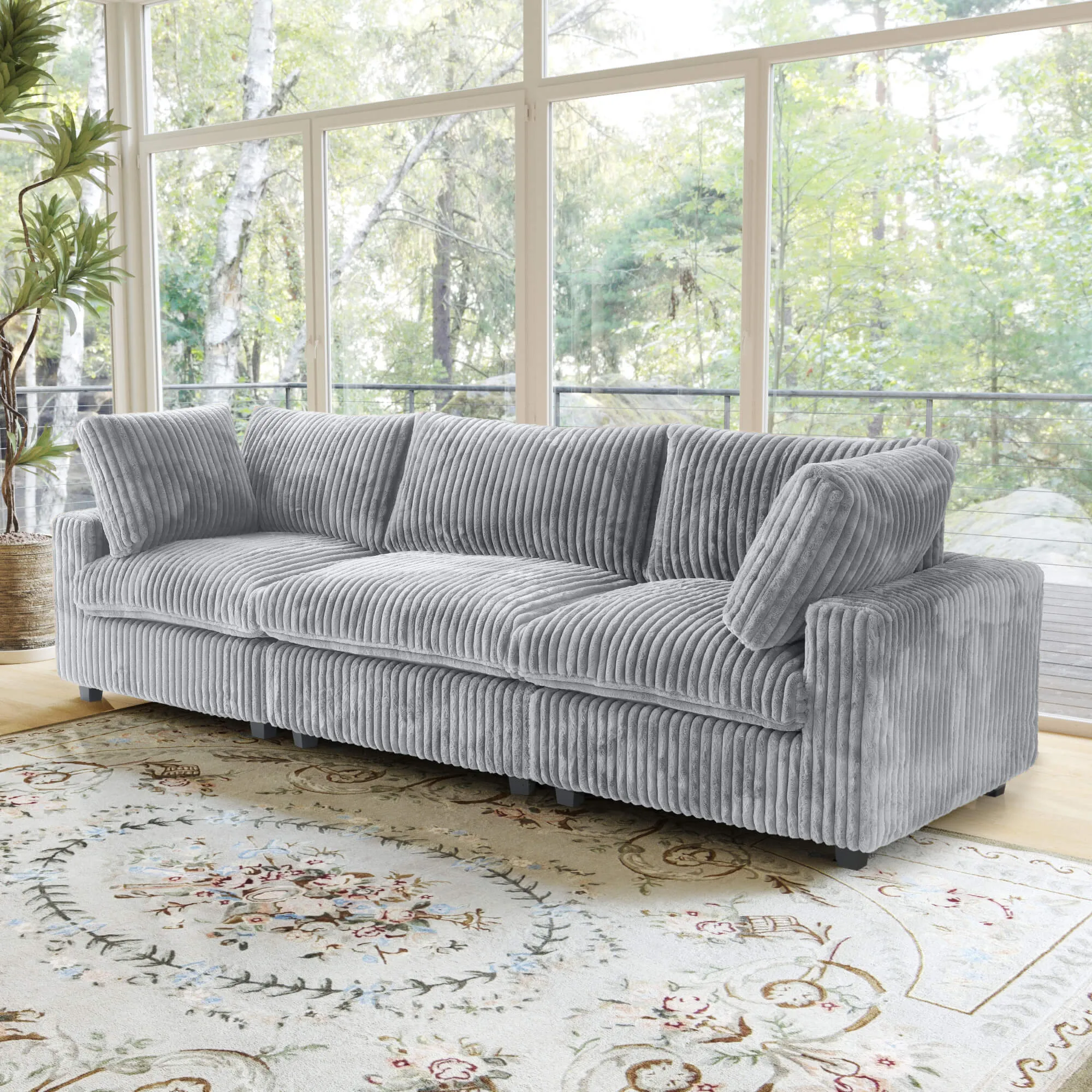 Sky Cloud Pro Sectional Sofa Cozy Cleanability Plush Fabric Sleepers 3 Seaters Atunus 13