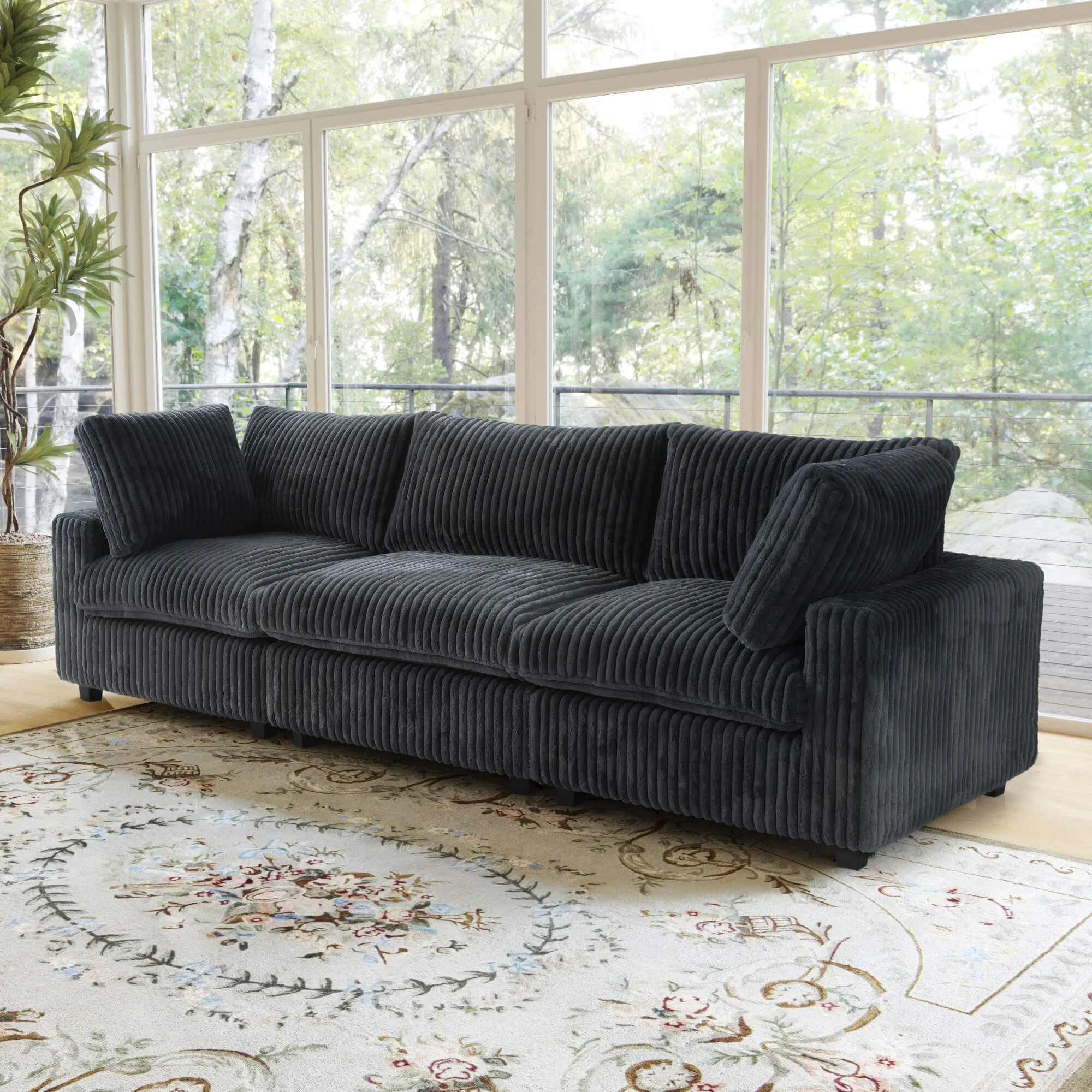 Sky Cloud Pro Sectional Sofa Cozy Cleanability Plush Fabric Sleepers 3 Seaters Atunus 7