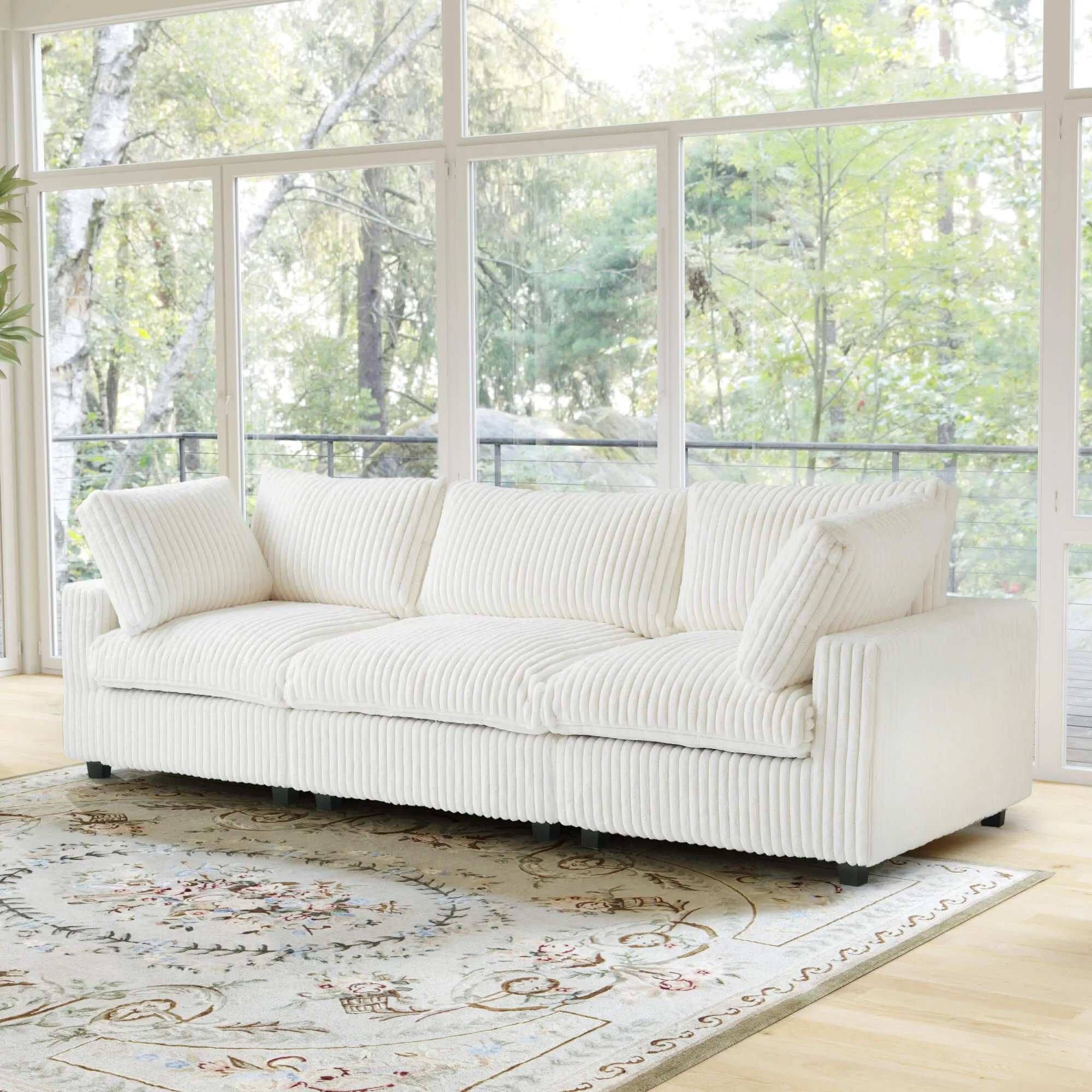 Sky Cloud Pro Sectional Sofa Cozy Cleanability Plush Fabric Sleepers 3 Seaters Atunus 9