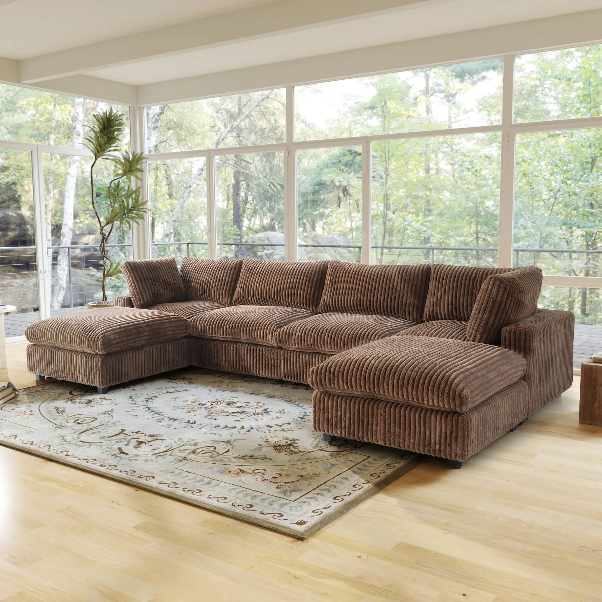 Sky Cloud Pro Sectional Sofa Supportive Comfort Plush Fabric U Shaped Sectionals 6 Seaters Atunus 11