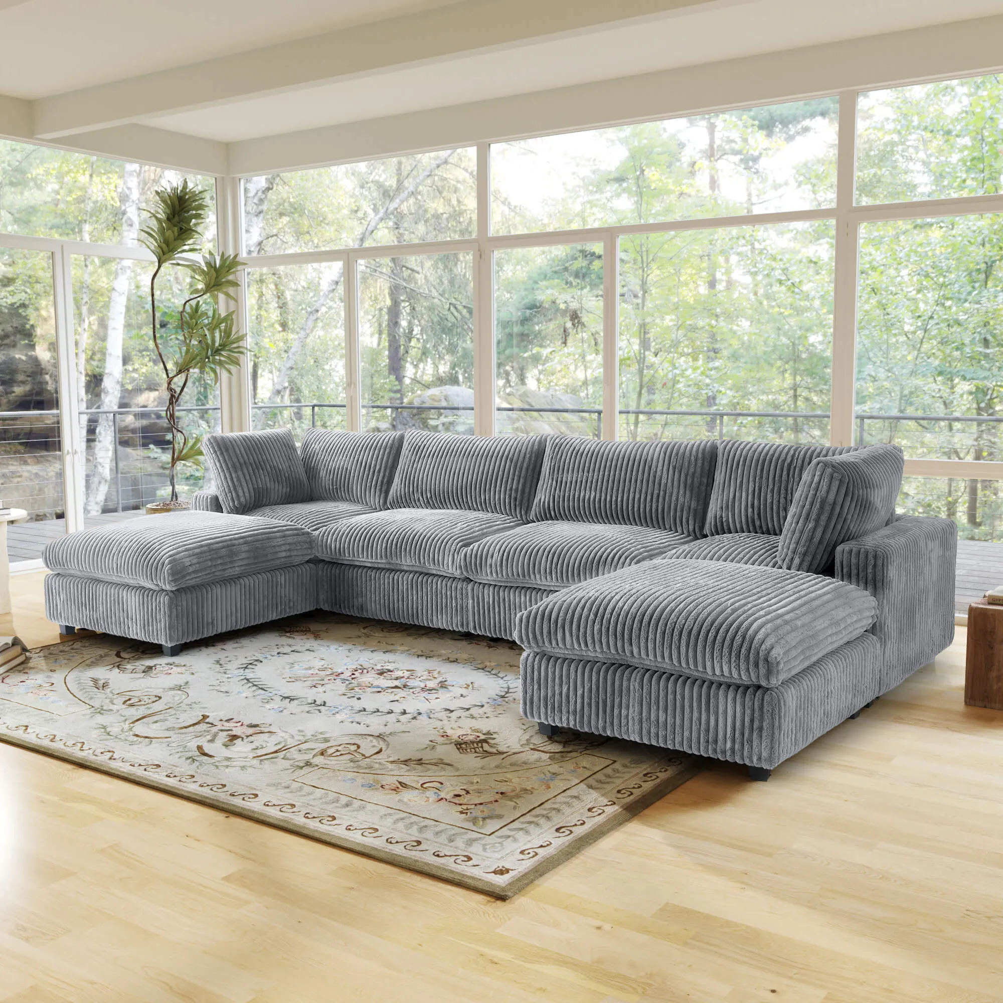 Sky Cloud Pro Sectional Sofa Supportive Comfort Plush Fabric U Shaped Sectionals 6 Seaters Atunus 13