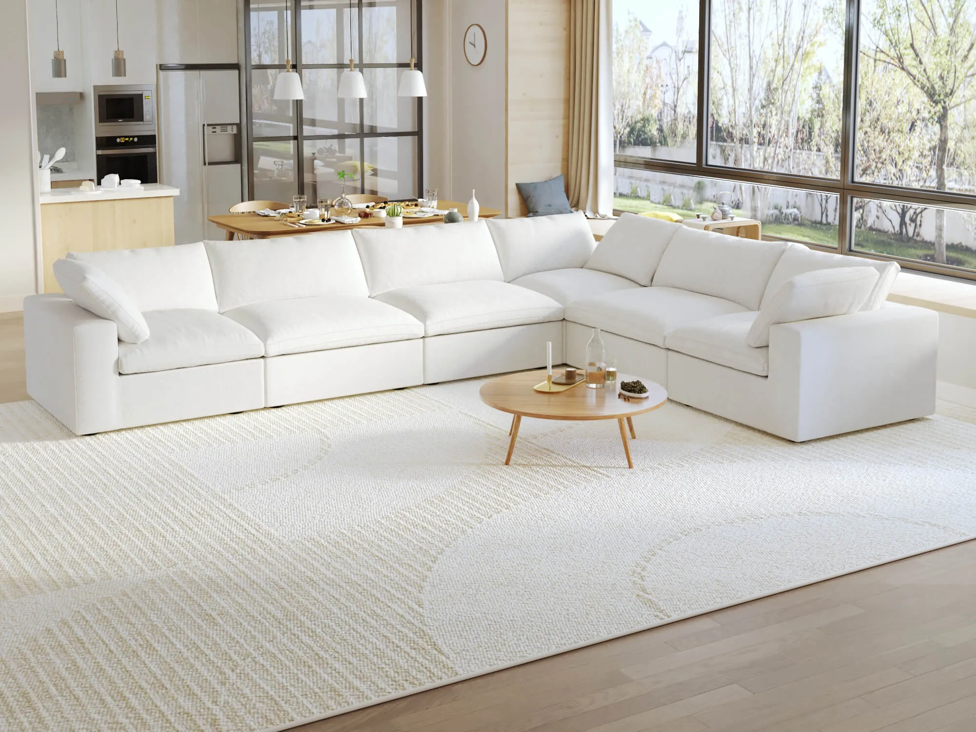 Sky Cloud Sectional Sofa Modular Washable 160 Inch Linen Corner Sectionals 6 Seaters Atunus 5