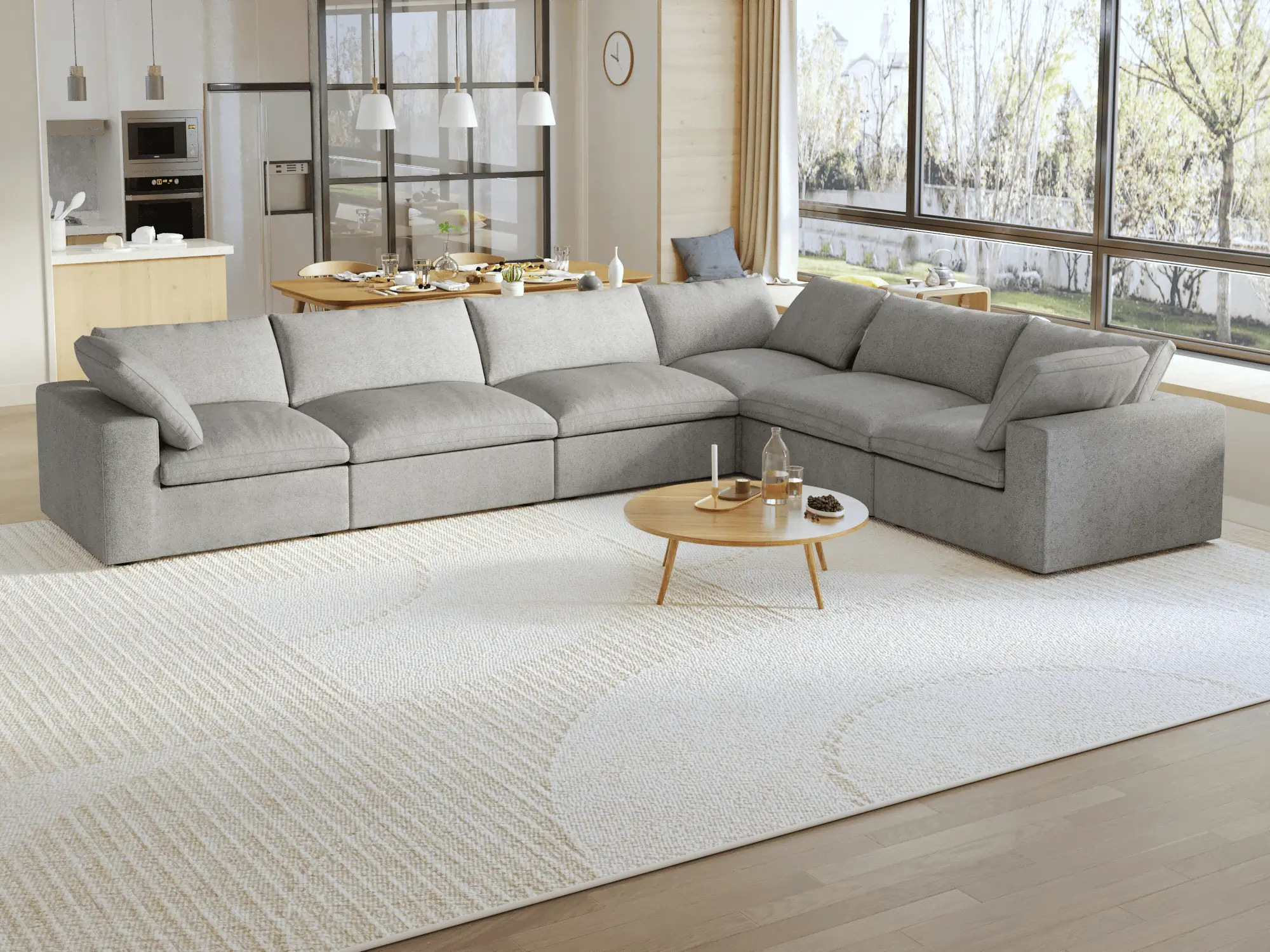 Sky Cloud Sectional Sofa Modular Washable 160 Inch Linen Corner Sectionals 6 Seaters Atunus 7