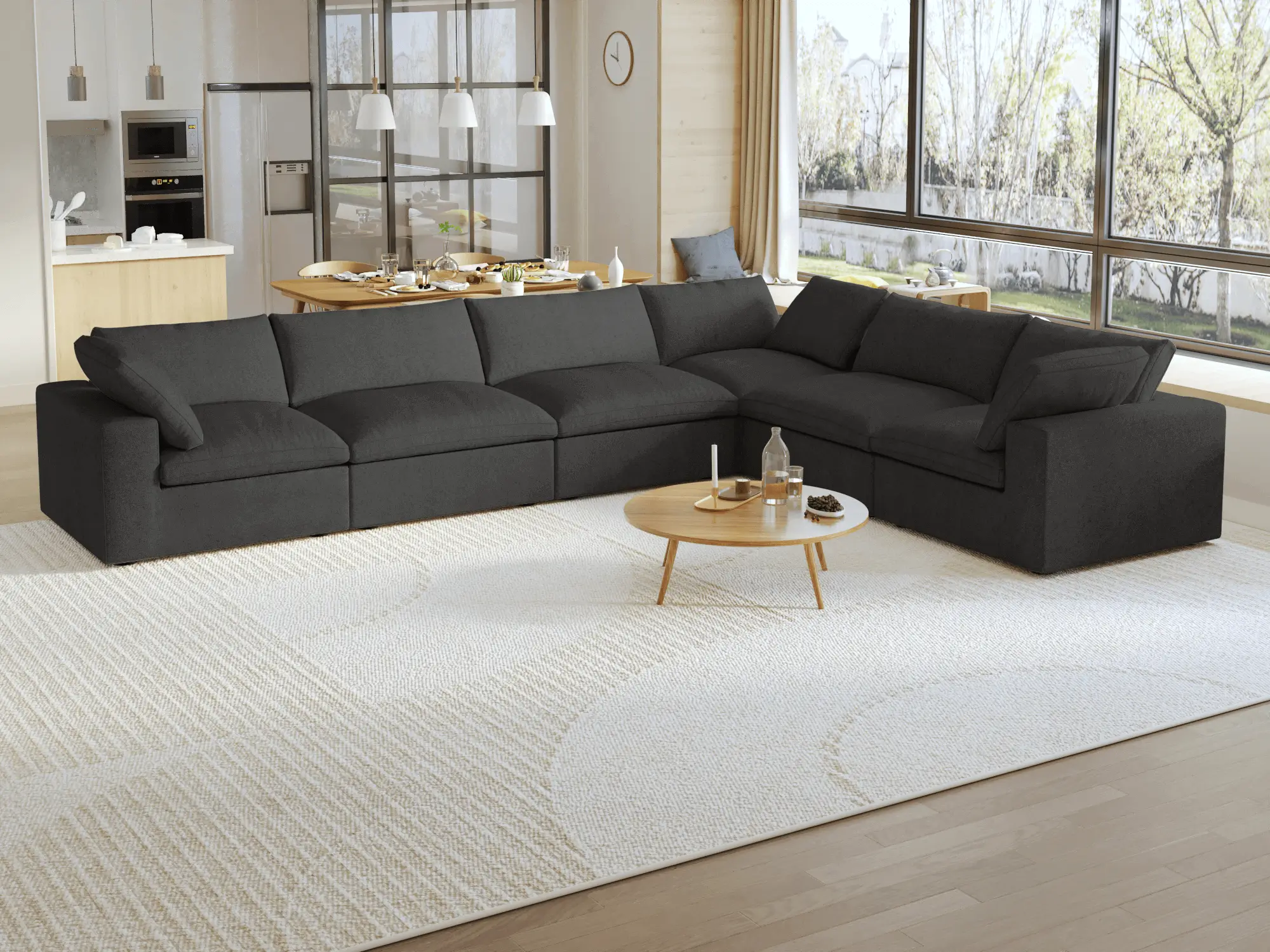 Sky Cloud Sectional Sofa Modular Washable 160 Inch Linen Corner Sectionals 6 Seaters Atunus 9