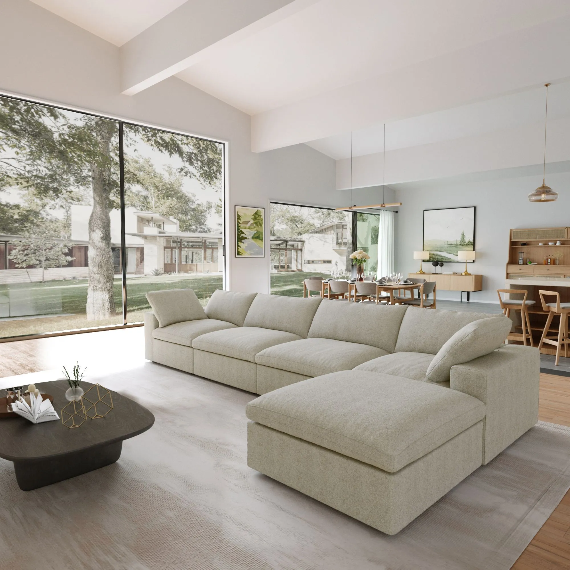 Sky Cloud Sectional Sofa Modular Washable 160 Inch Linen L Shaped Sectionals 5 Seaters Atunus 13