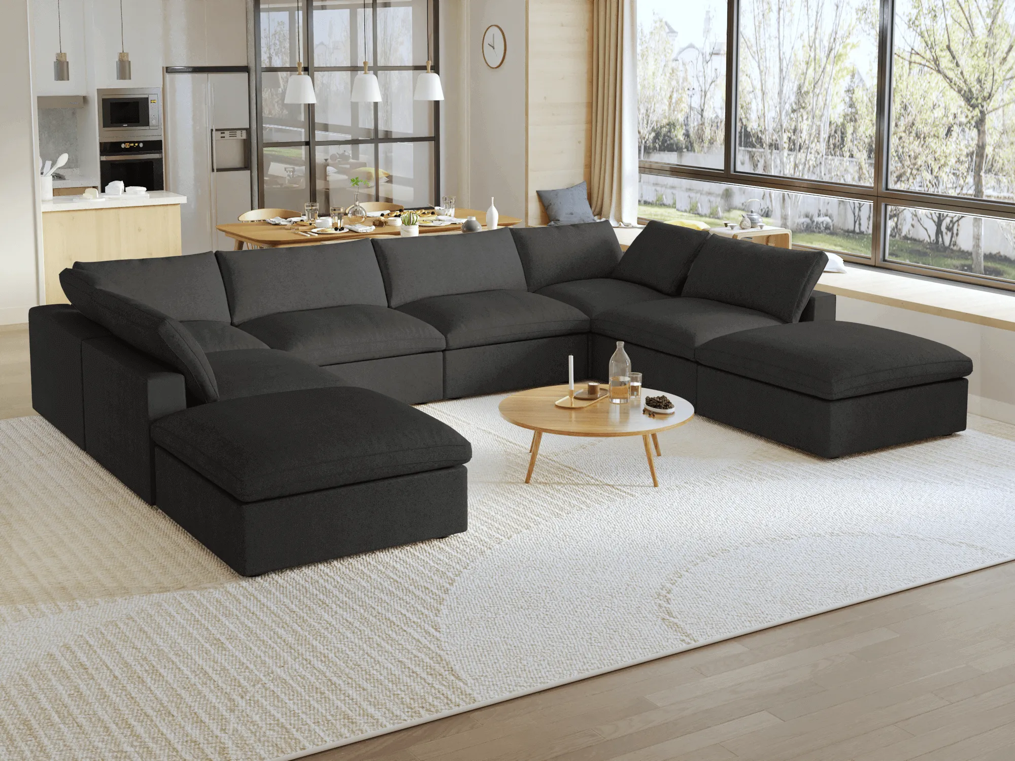Sky Cloud Sectional Sofa Modular Washable 160 Inch Linen U Shaped Sectionals 8 Seaters Atunus 9