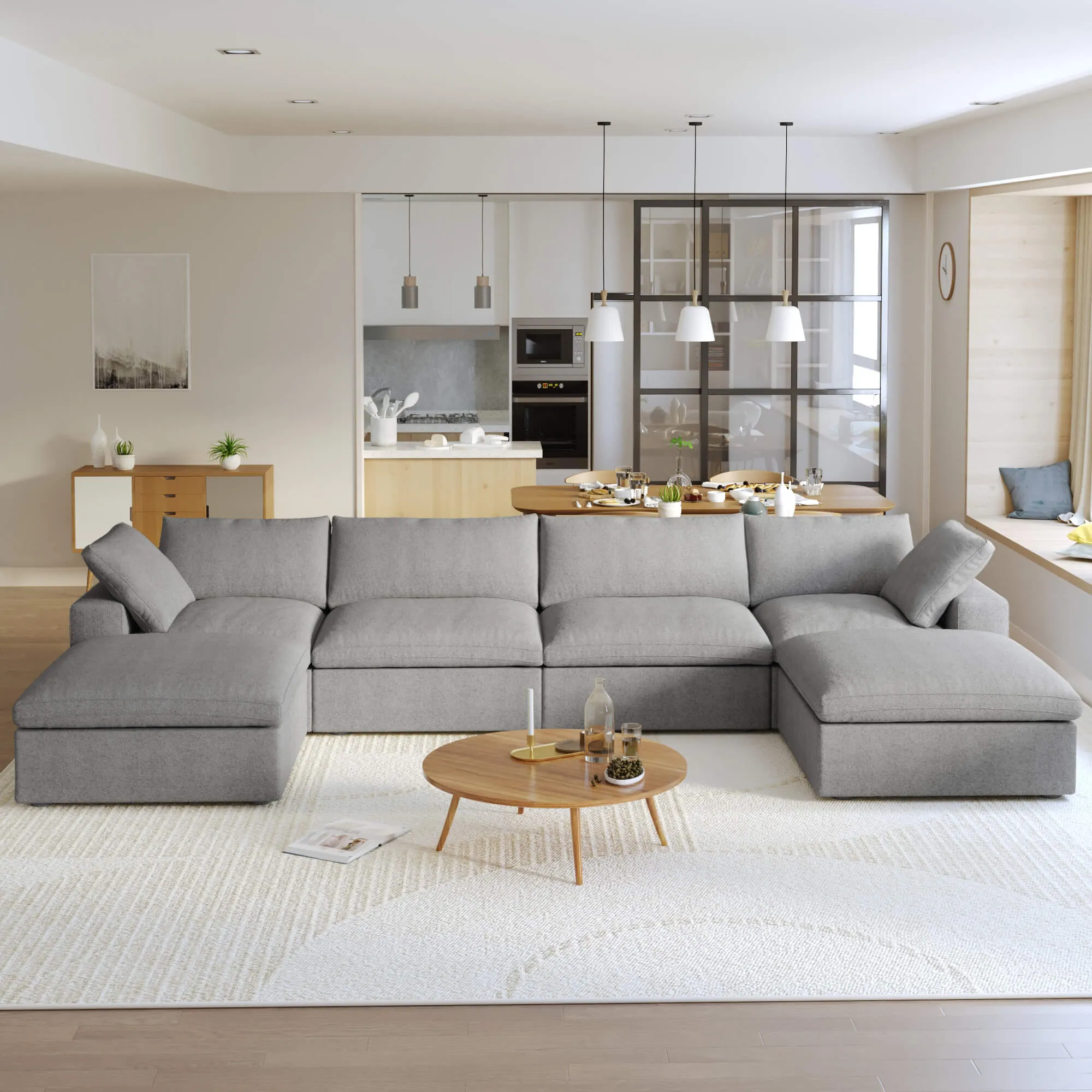 Sky Cloud Sectional Sofa Modular Washable 40 Inch Linen Ottomans 1 Seaters Atunus 21