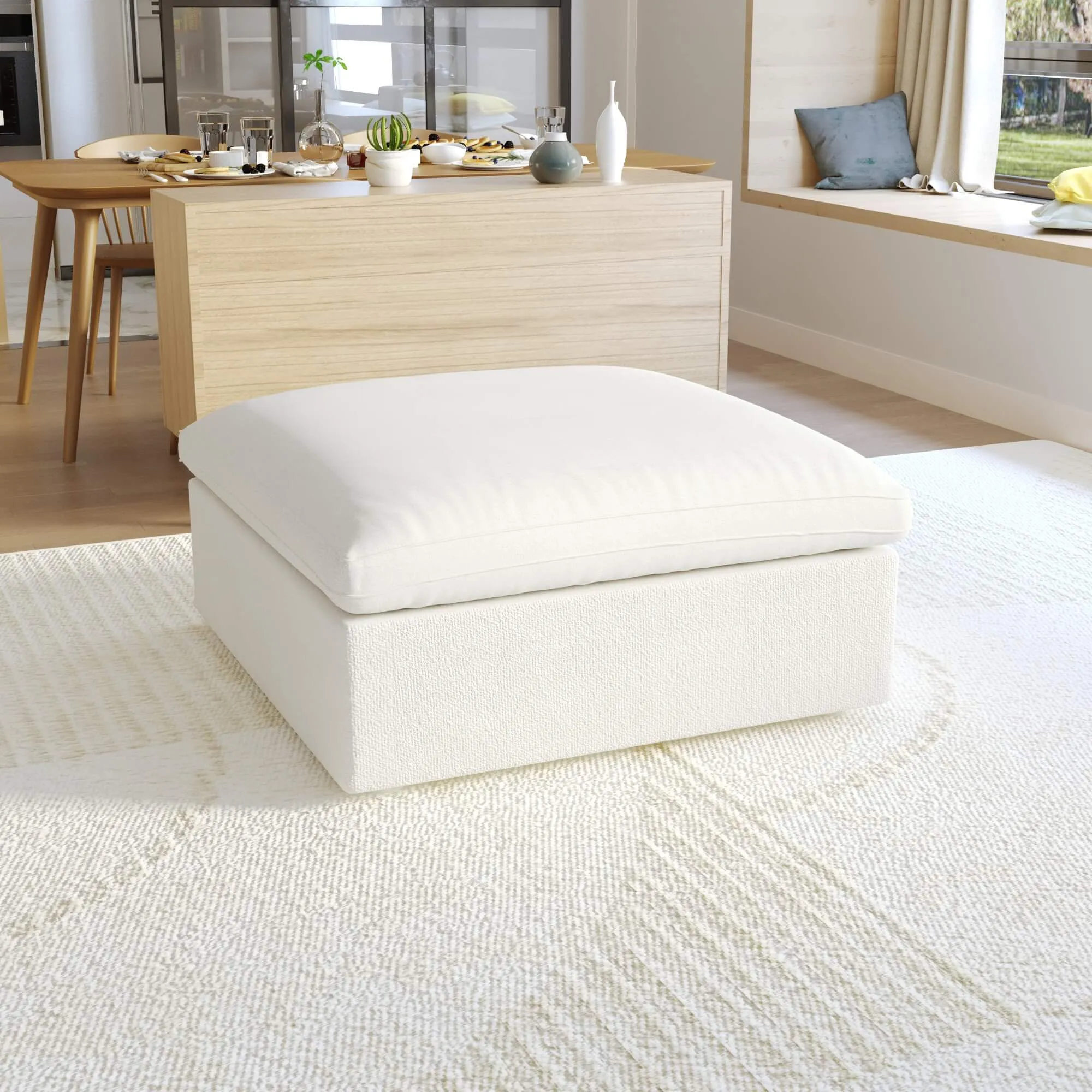 Sky Cloud Sectional Sofa Modular Washable 40 Inch Linen Ottomans 1 Seaters Atunus 4
