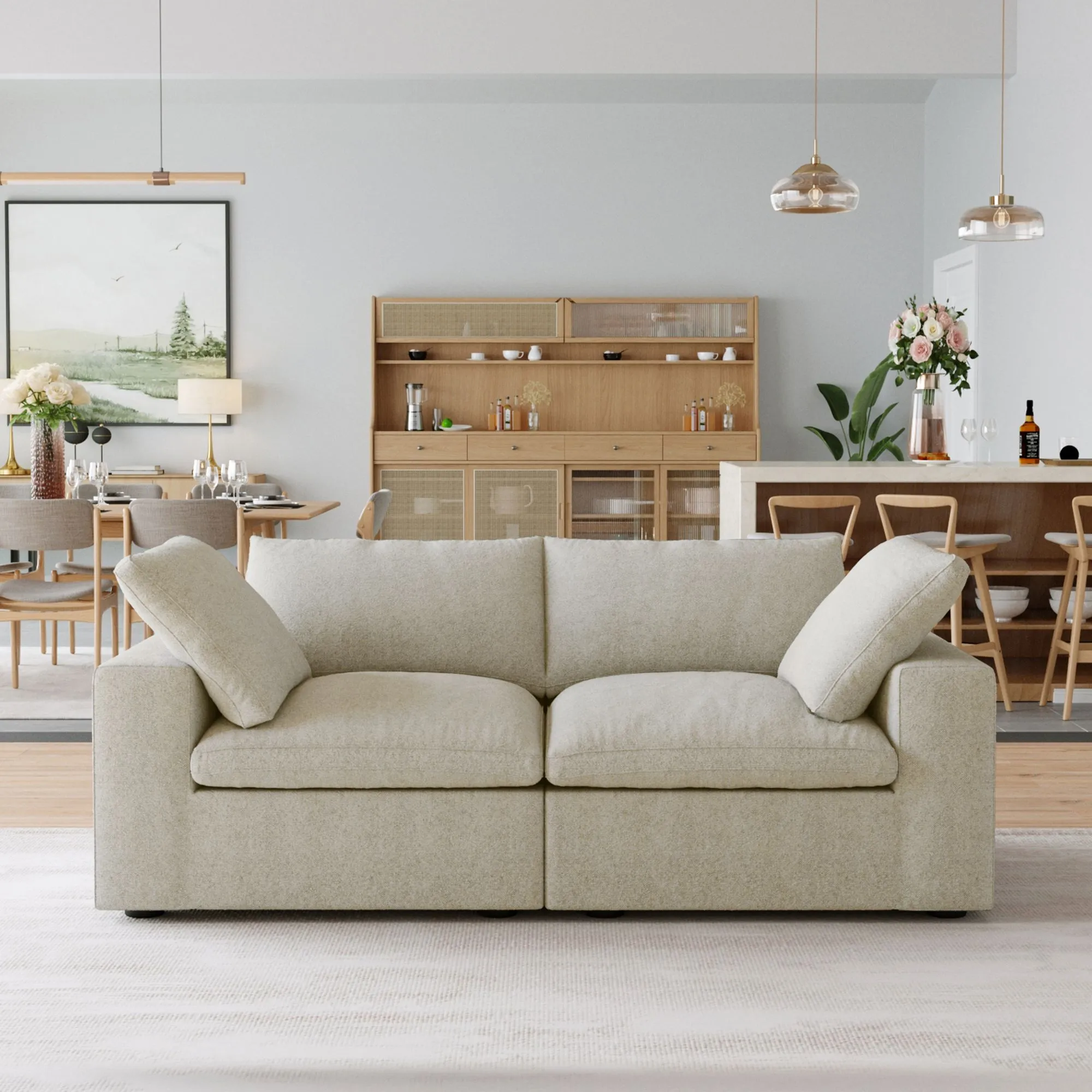 Sky Cloud Sectional Sofa Modular Washable 80 Inch Linen Loveseats 2 Seaters Atunus 1
