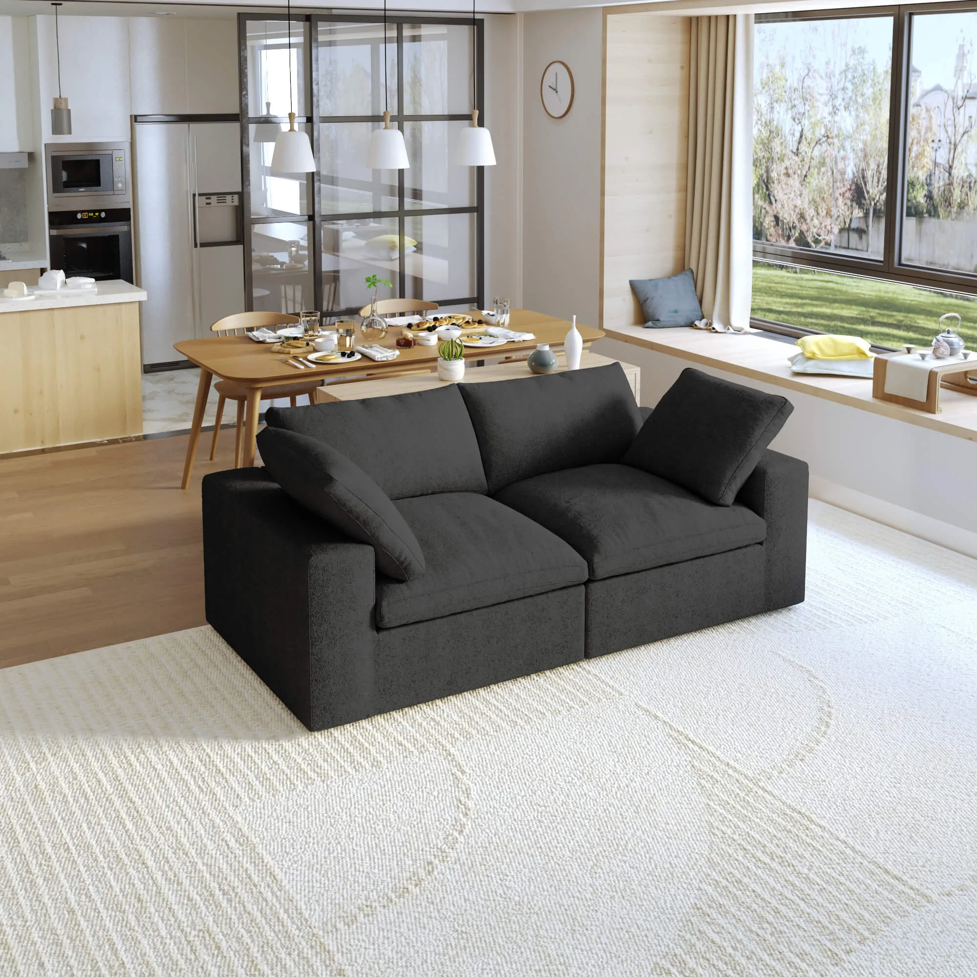 Sky Cloud Sectional Sofa Modular Washable 80 Inch Linen Loveseats 2 Seaters Atunus 11