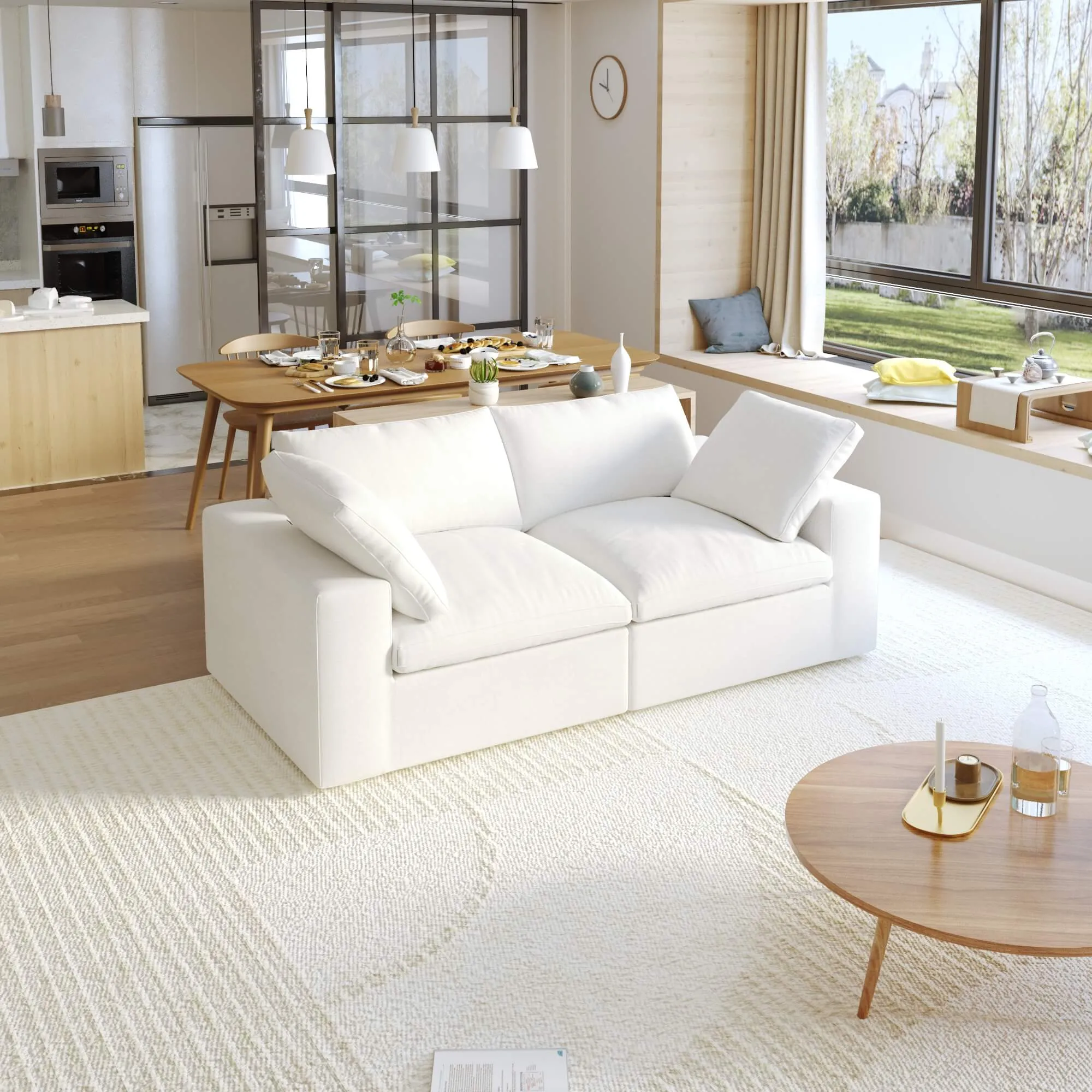 Sky Cloud Sectional Sofa Modular Washable 80 Inch Linen Loveseats 2 Seaters Atunus 6