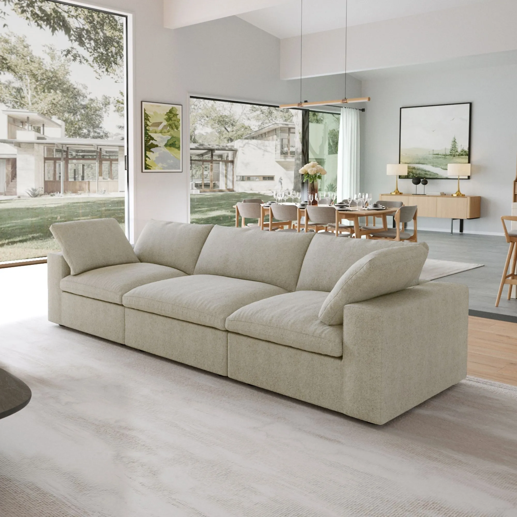 Sky Cloud Sectional Sofa Pet Friendly Cover 120 Inch Linen Sleepers 3 Seaters Atunus 12