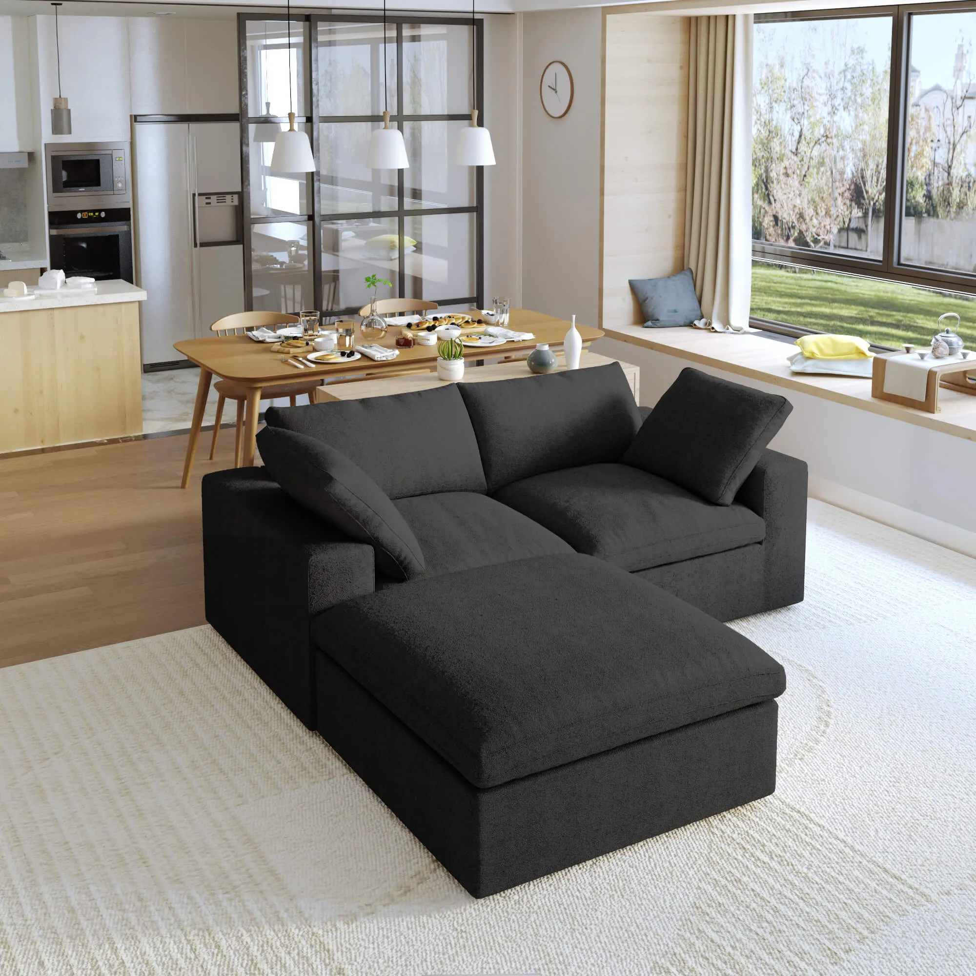 Sky Cloud Sectional Sofa Pet Friendly Cover 80 Inch Linen L Shaped Sectionals 3 Seaters Atunus 10