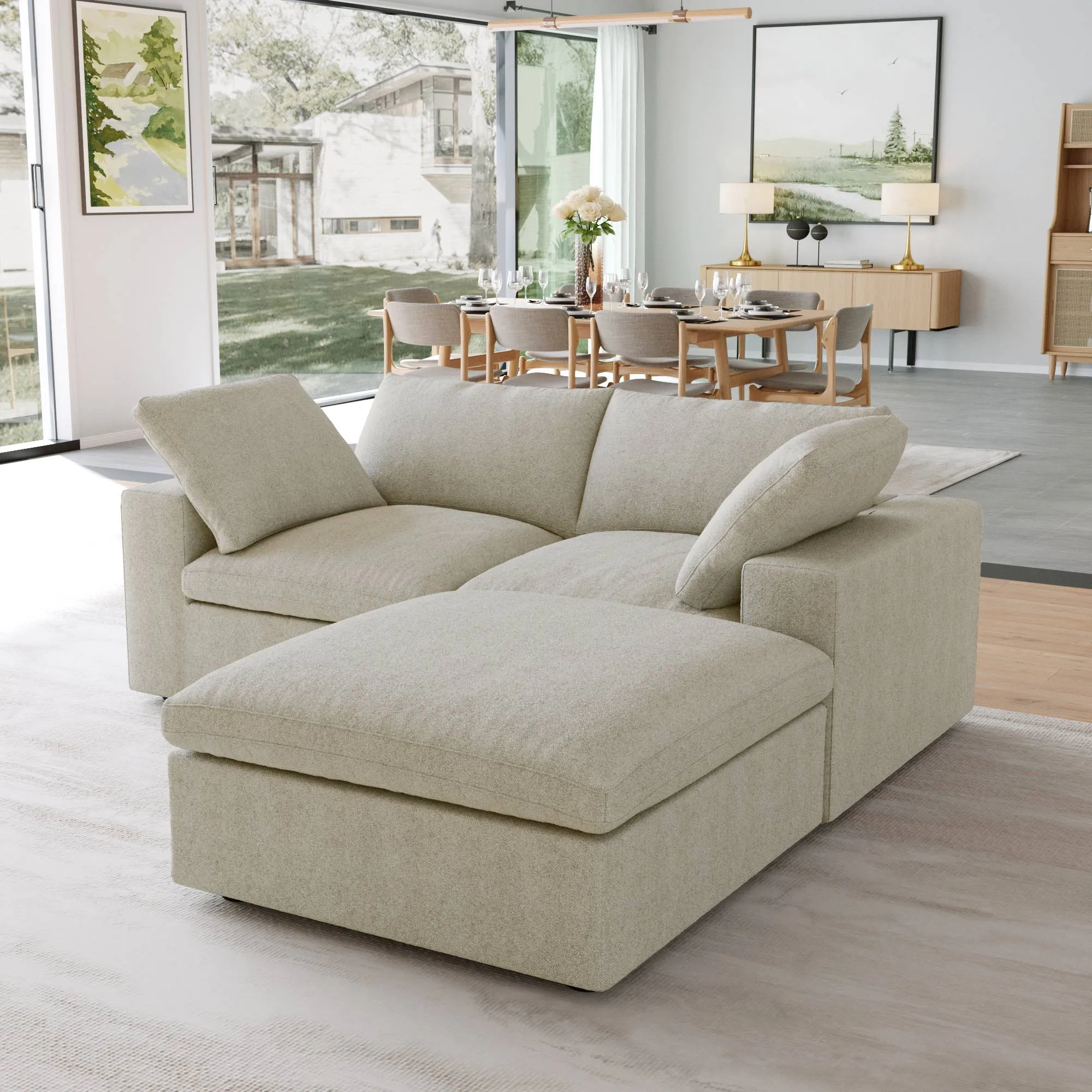 Sky Cloud Sectional Sofa Pet Friendly Cover 80 Inch Linen L Shaped Sectionals 3 Seaters Atunus 12