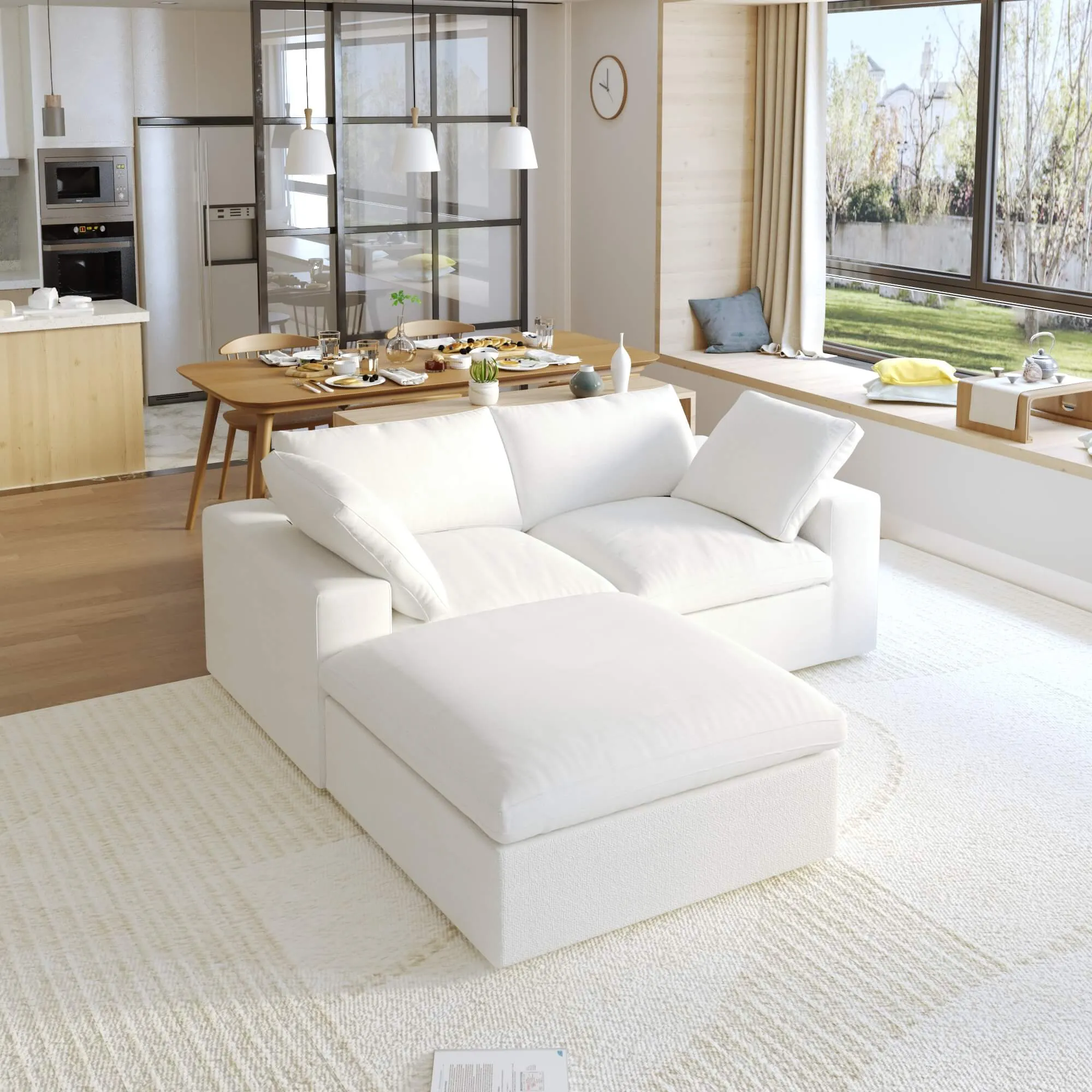 Sky Cloud Sectional Sofa Pet Friendly Cover 80 Inch Linen L Shaped Sectionals 3 Seaters Atunus 6