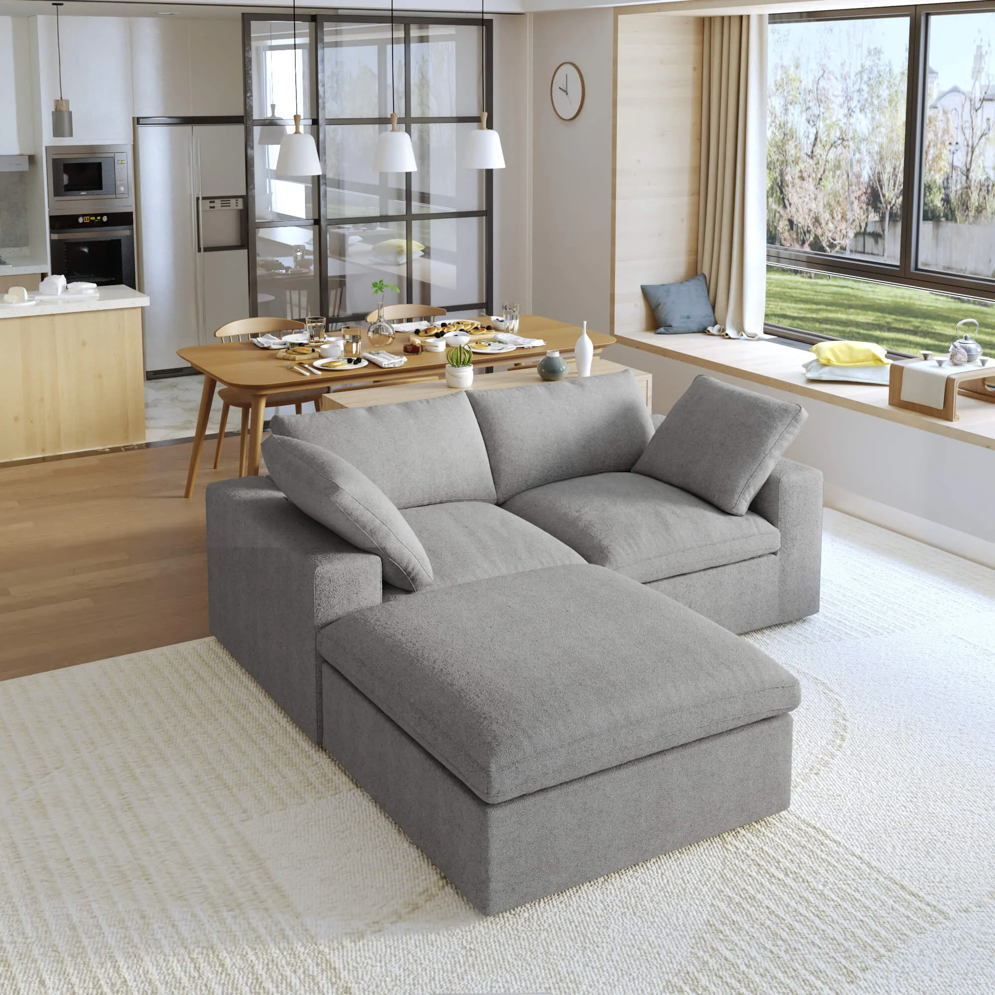 Sky Cloud Sectional Sofa Pet Friendly Cover 80 Inch Linen L Shaped Sectionals 3 Seaters Atunus 8