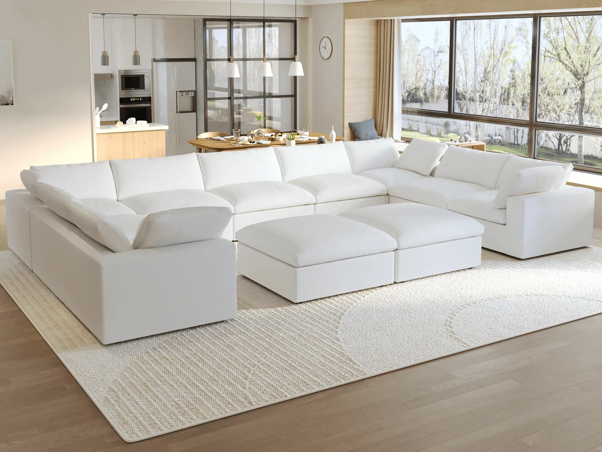 Sky Cloud Sectional Sofa Replaceable Cover 201 Inch Linen U Shaped Sectionals 9 Seaters Atunus 5