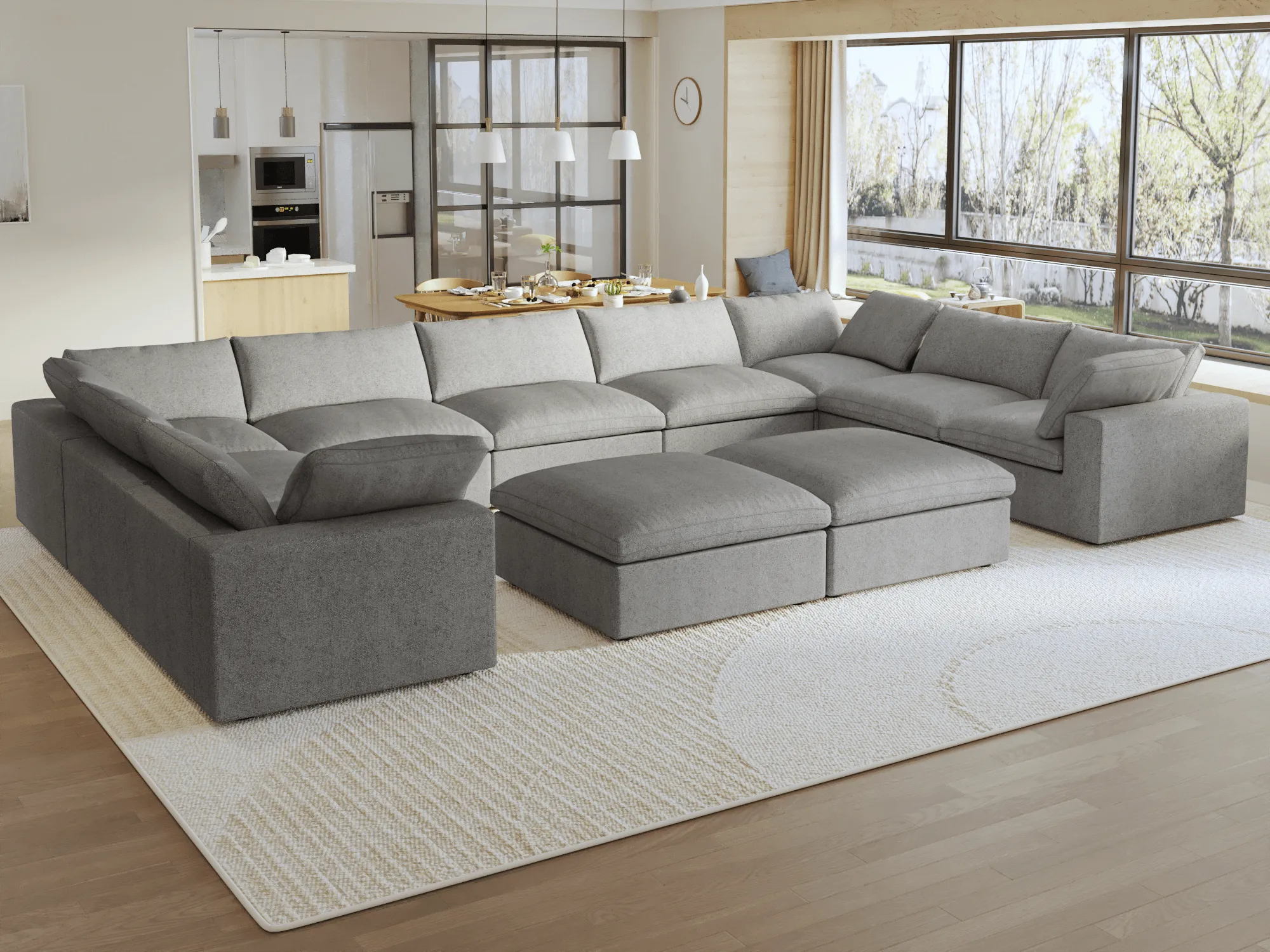 Sky Cloud Sectional Sofa Replaceable Cover 201 Inch Linen U Shaped Sectionals 9 Seaters Atunus 7