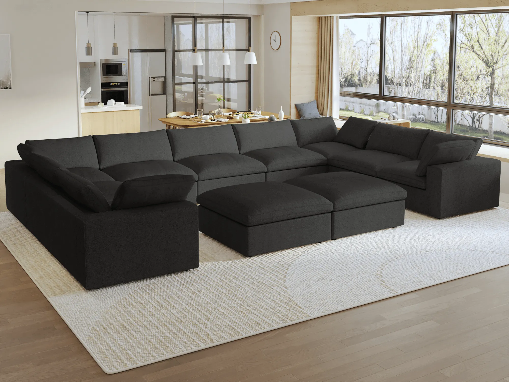 Sky Cloud Sectional Sofa Replaceable Cover 201 Inch Linen U Shaped Sectionals 9 Seaters Atunus 9