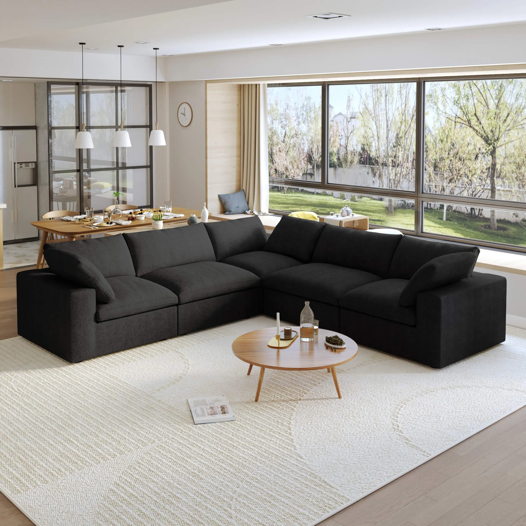 Sky Cloud Sectional Sofa Washable Cover 120 Inch Linen Corner Sectionals 5 Seaters Atunus 10