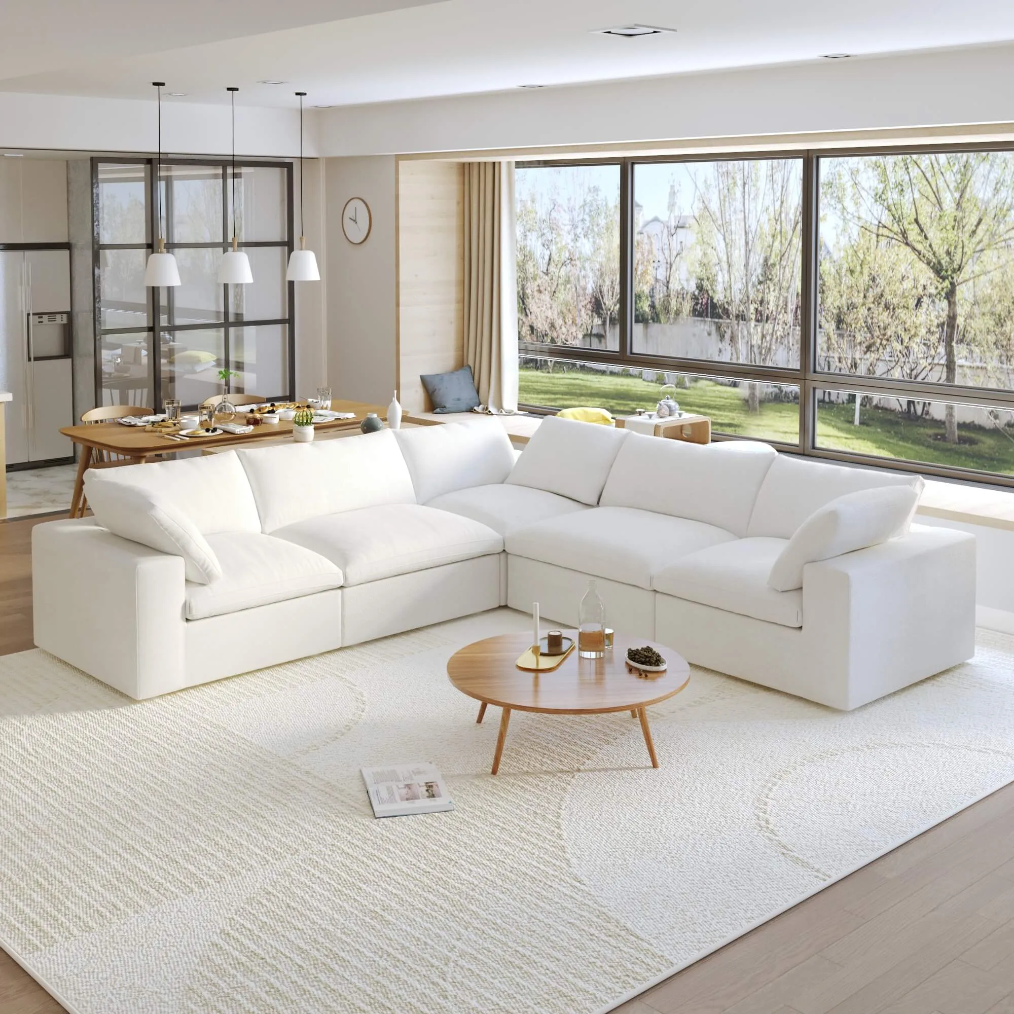 Sky Cloud Sectional Sofa Washable Cover 120 Inch Linen Corner Sectionals 5 Seaters Atunus 8
