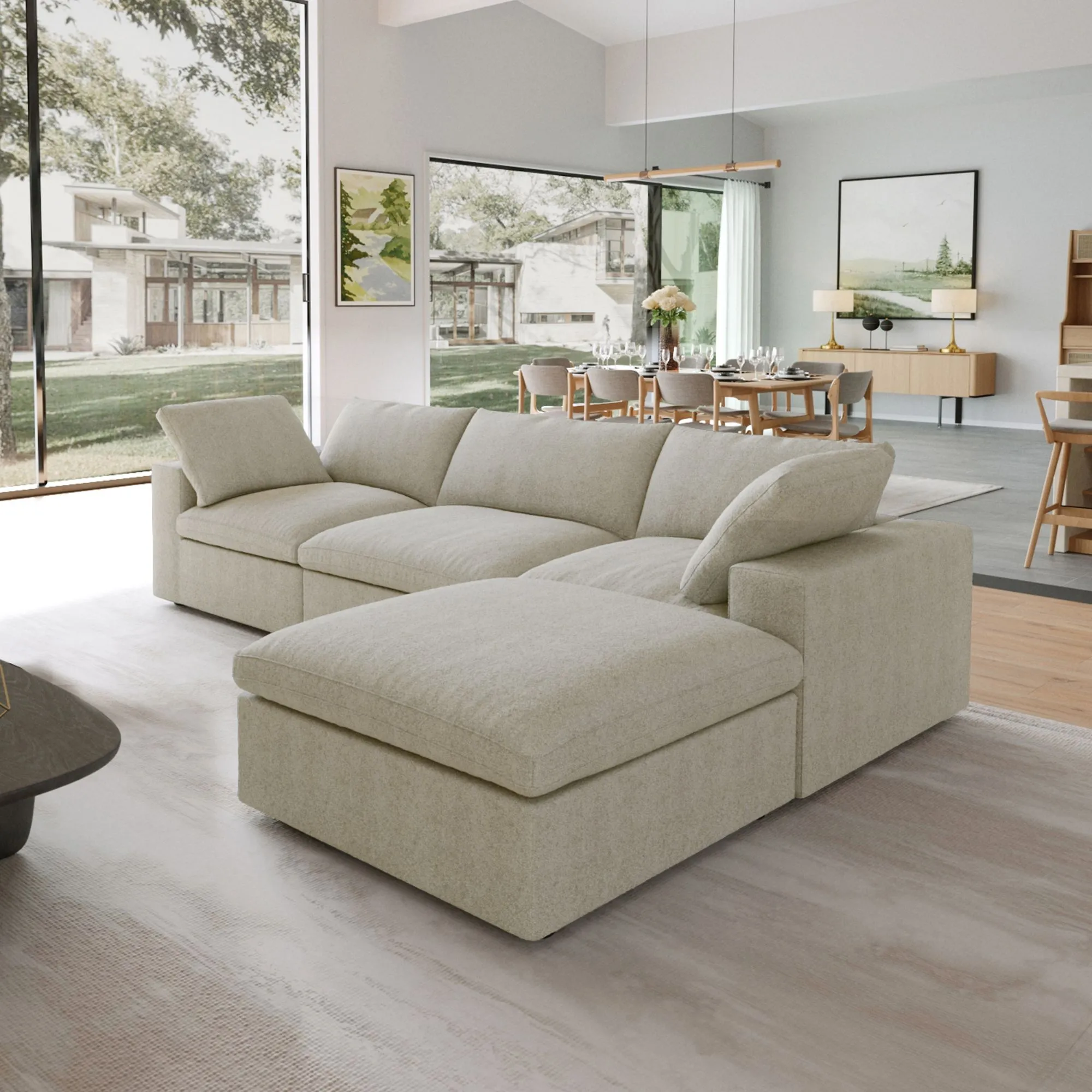 Sky Cloud Sectional Sofa Washable Cover 120 Inch Linen L Shaped Sectionals 4 Seaters Atunus 12