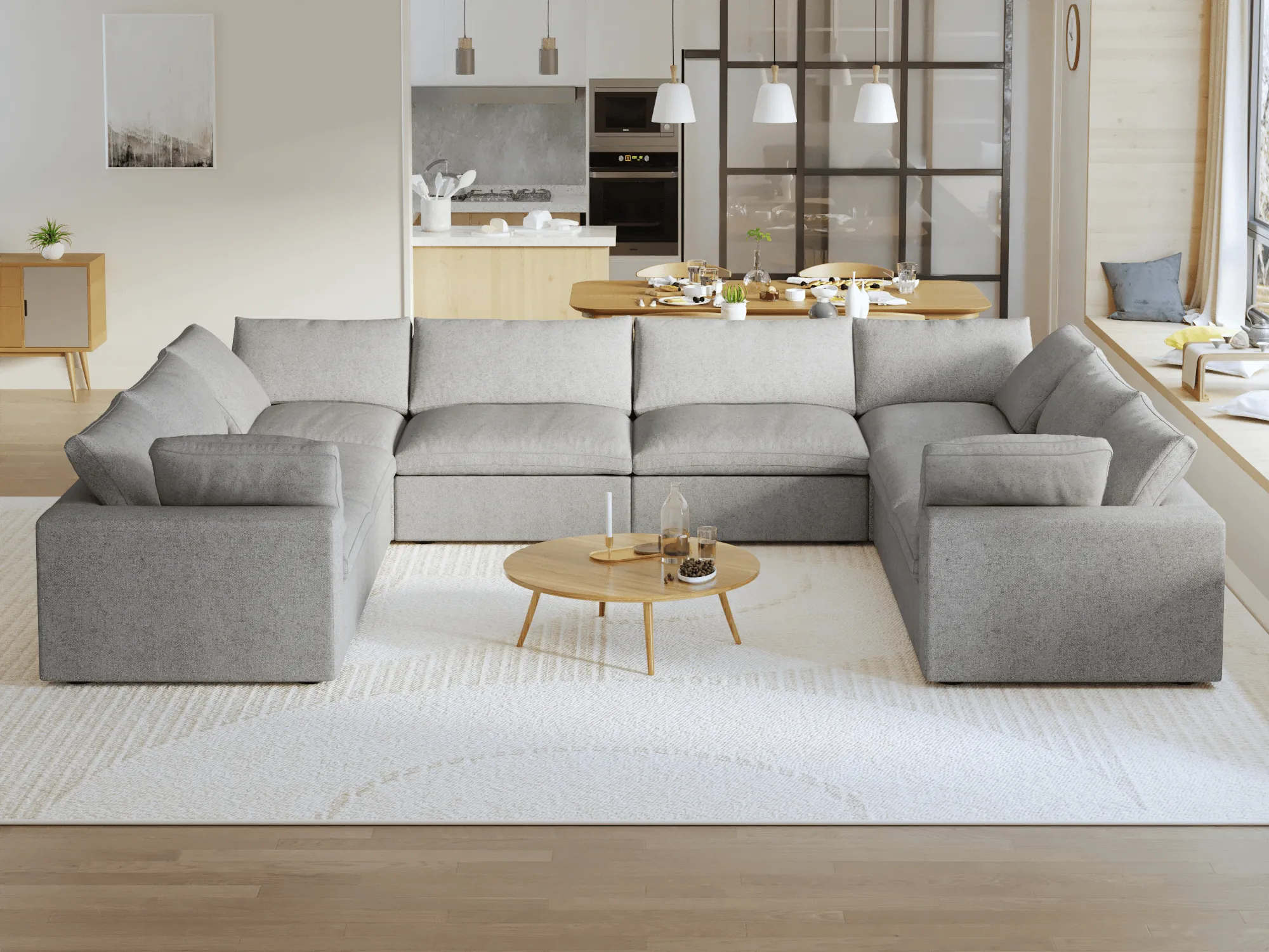 Sky Cloud Sectional Sofa Washable Cover 160 Inch Linen Corner Sectionals 8 Seaters Atunus 6