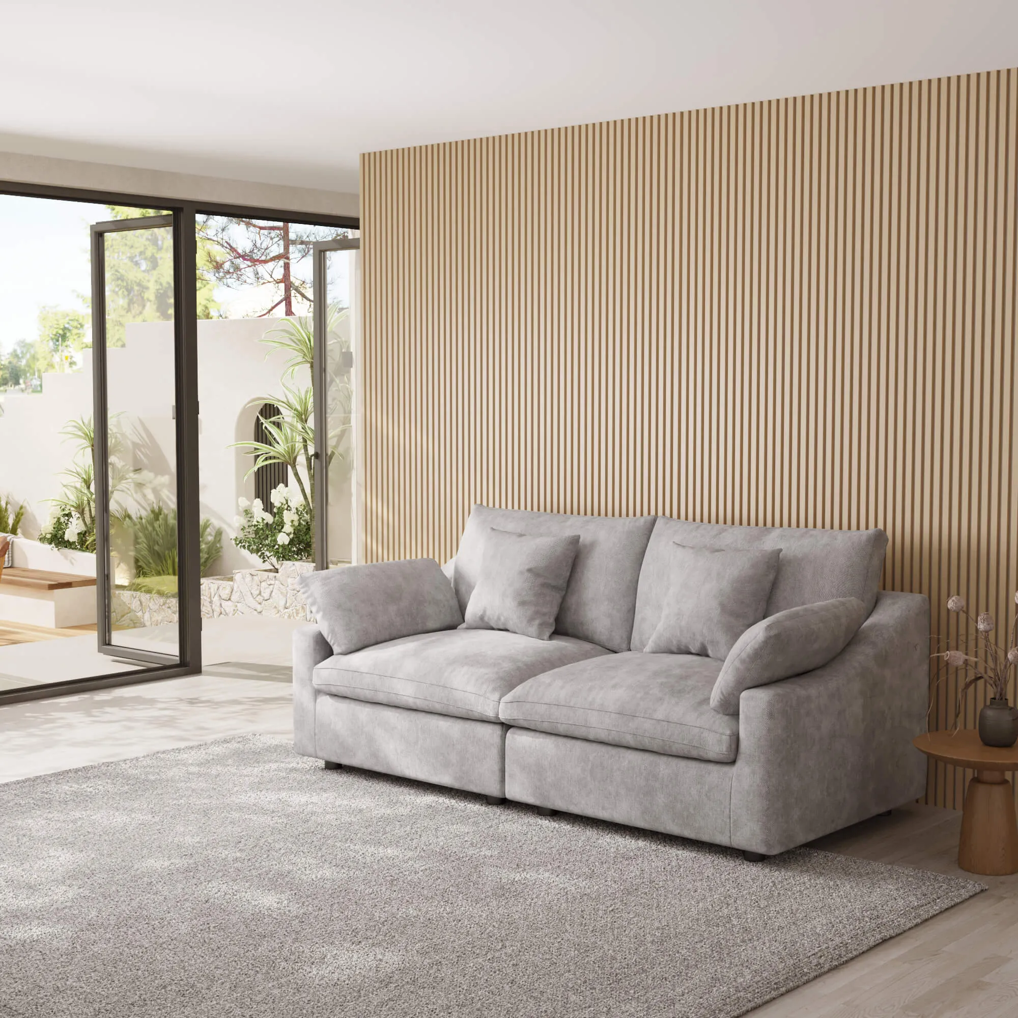 Sky Cloud Slope Sectional Sofa Compact Comfort 83 Inch Linen Loveseats 2 Seaters Atunus 10