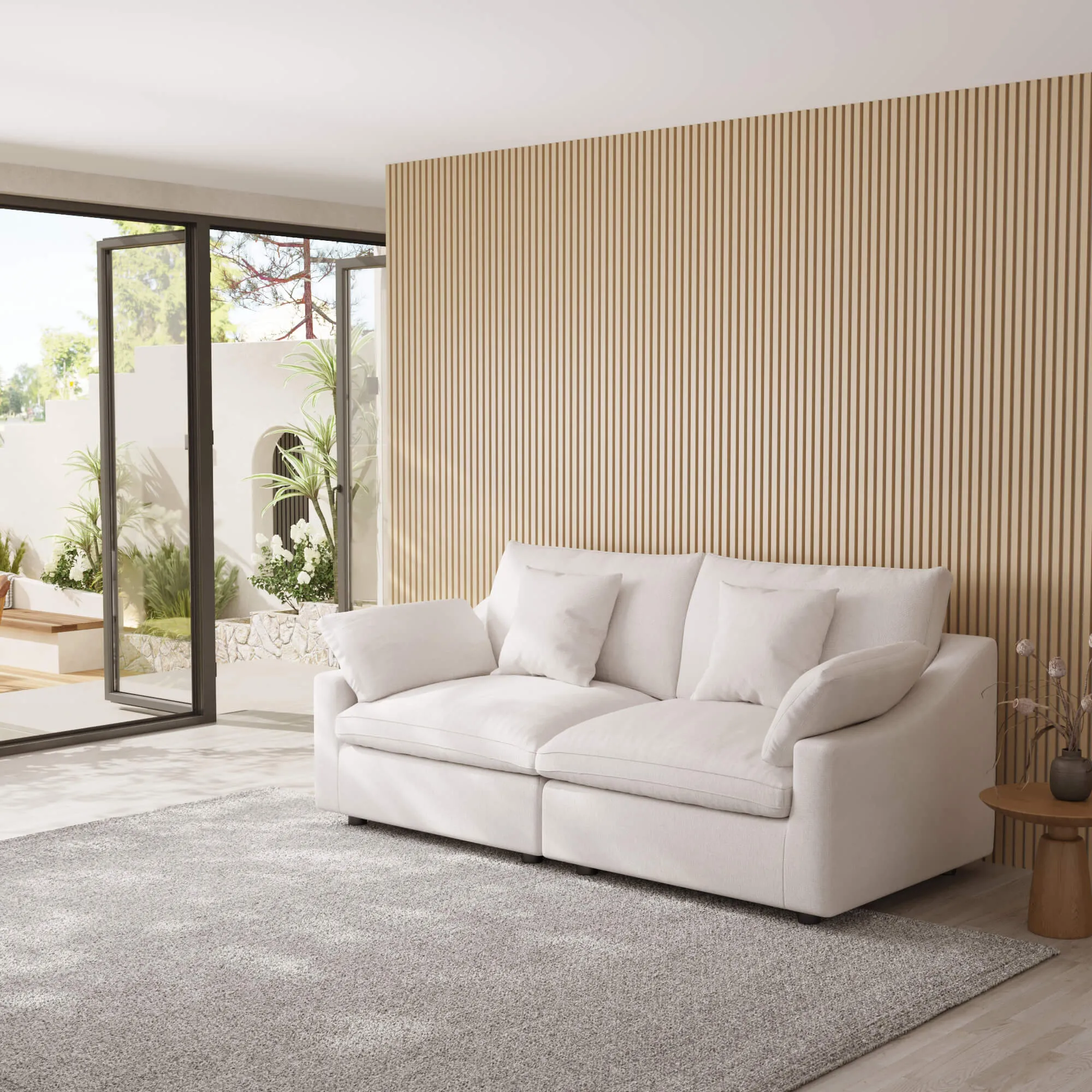 Sky Cloud Slope Sectional Sofa Compact Comfort 83 Inch Linen Loveseats 2 Seaters Atunus 6