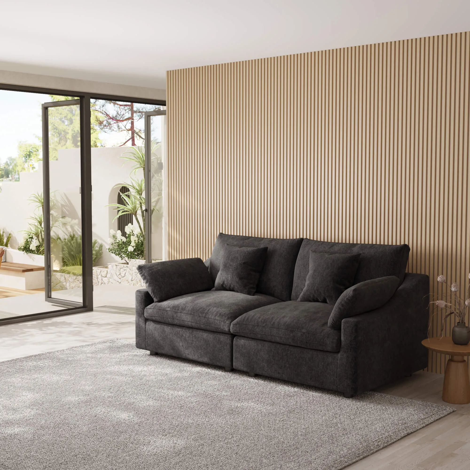 Sky Cloud Slope Sectional Sofa Compact Comfort 83 Inch Linen Loveseats 2 Seaters Atunus 8