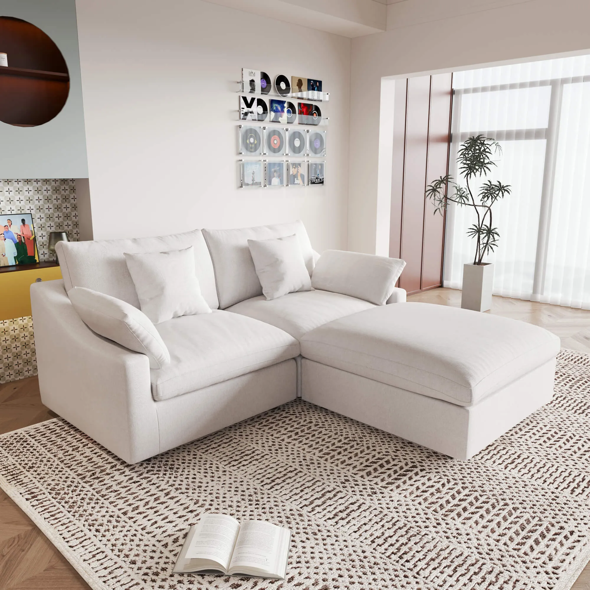 Sky Cloud Slope Sectional Sofa Cozy Comfort 83 Inch Linen L Shaped Sectionals 3 Seaters Atunus 12